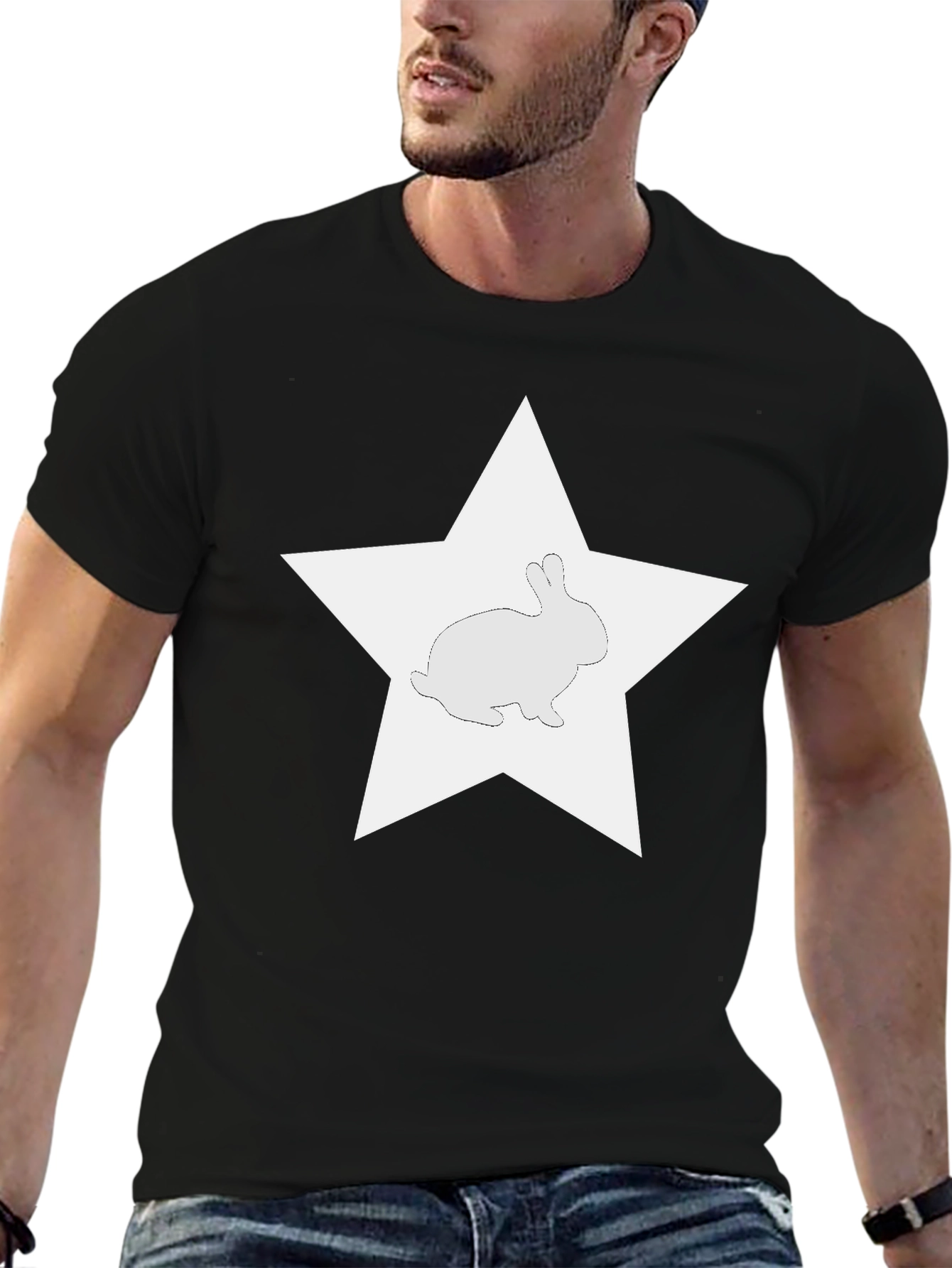 Rabbit Star Graphic Tee - Black Cotton Blend