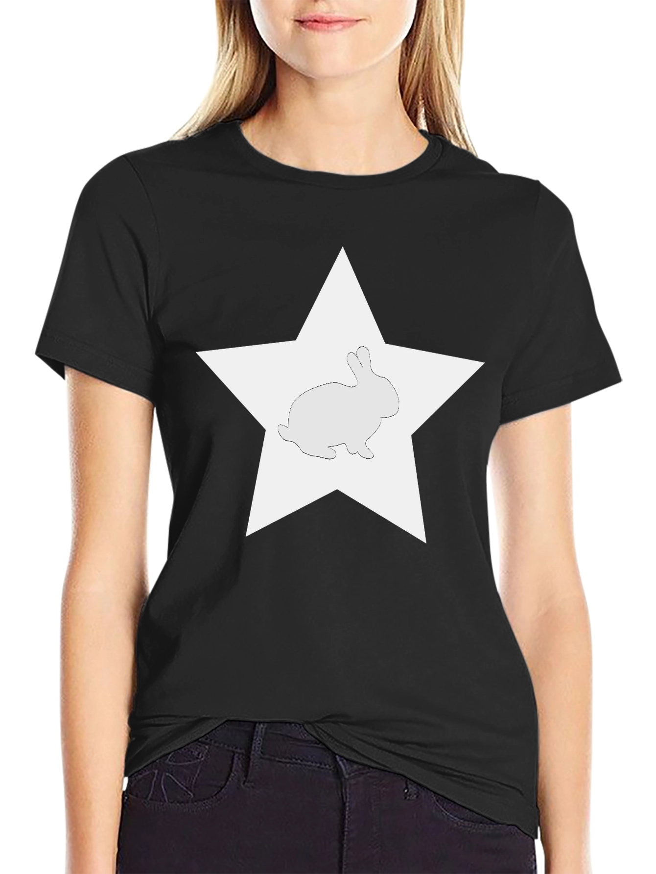 Rabbit Star Graphic Tee - Black Cotton Blend