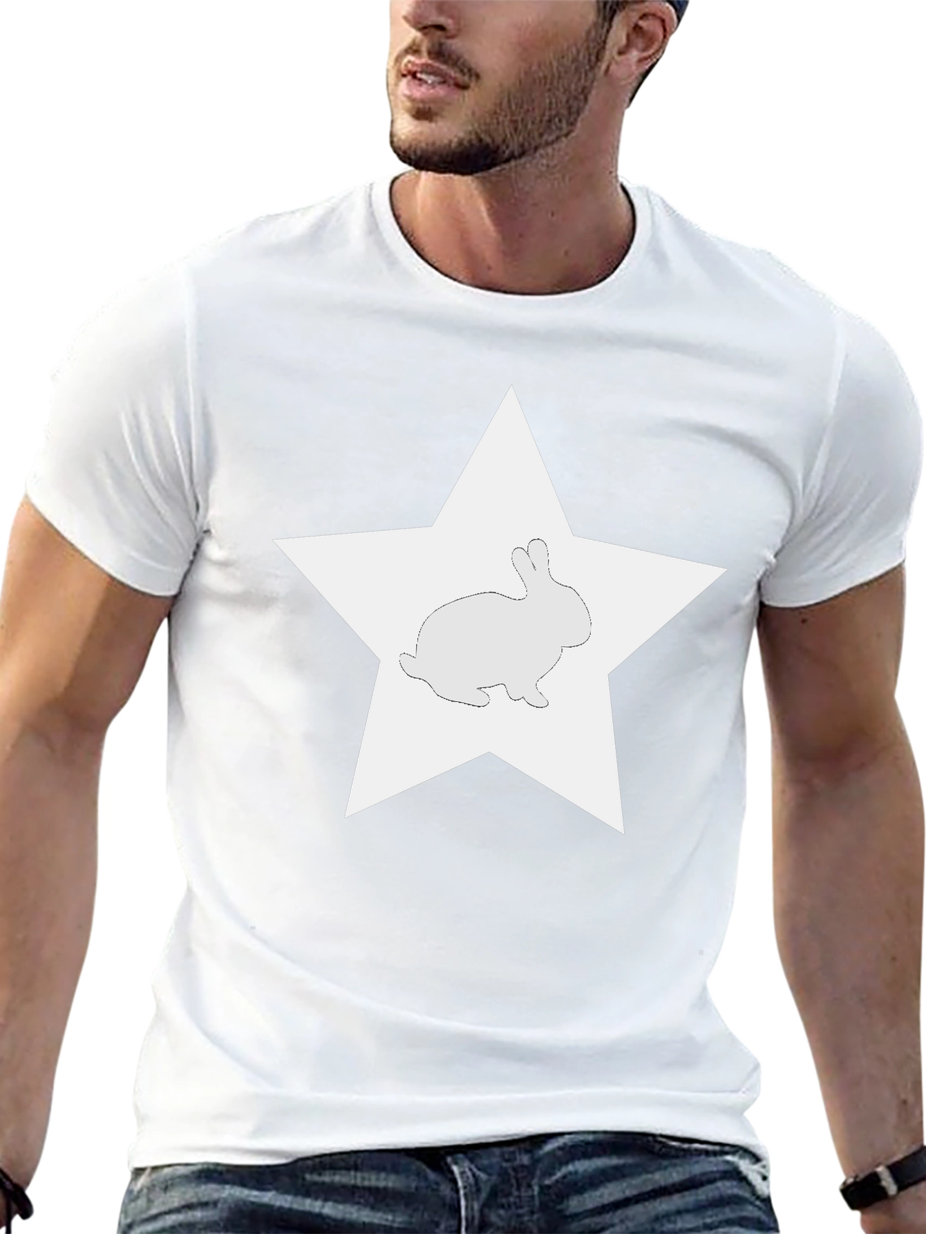 Rabbit Star Graphic Tee - Black Cotton Blend