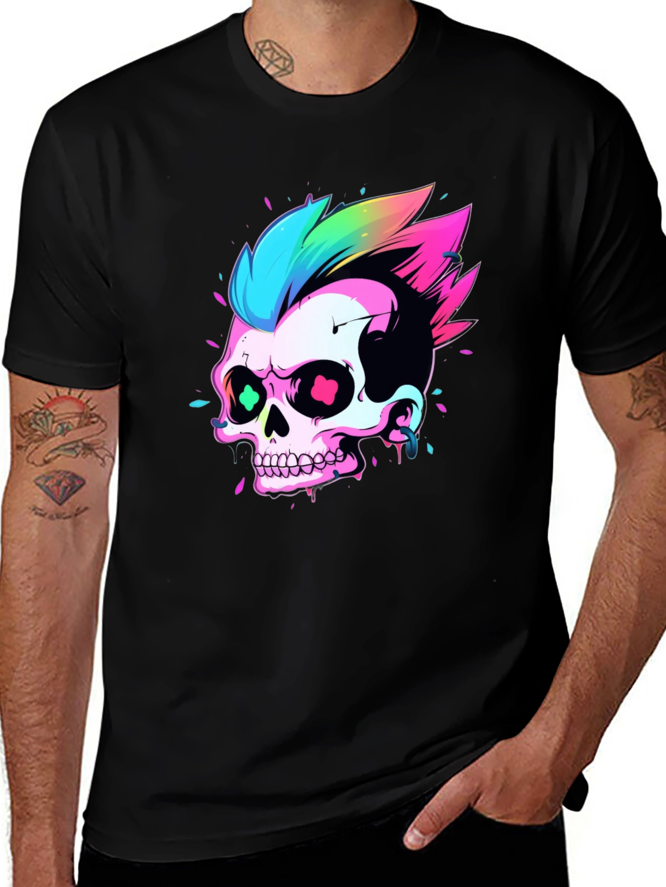 Neon Skull Graphic Tee - Punk Rock Style