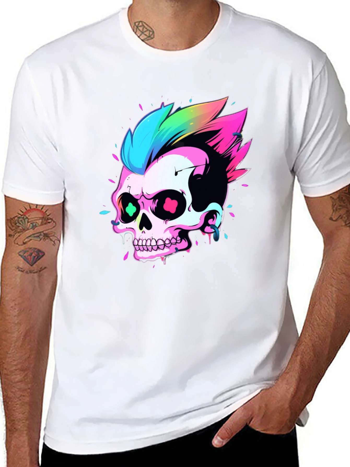 Neon Skull Graphic Tee - Punk Rock Style
