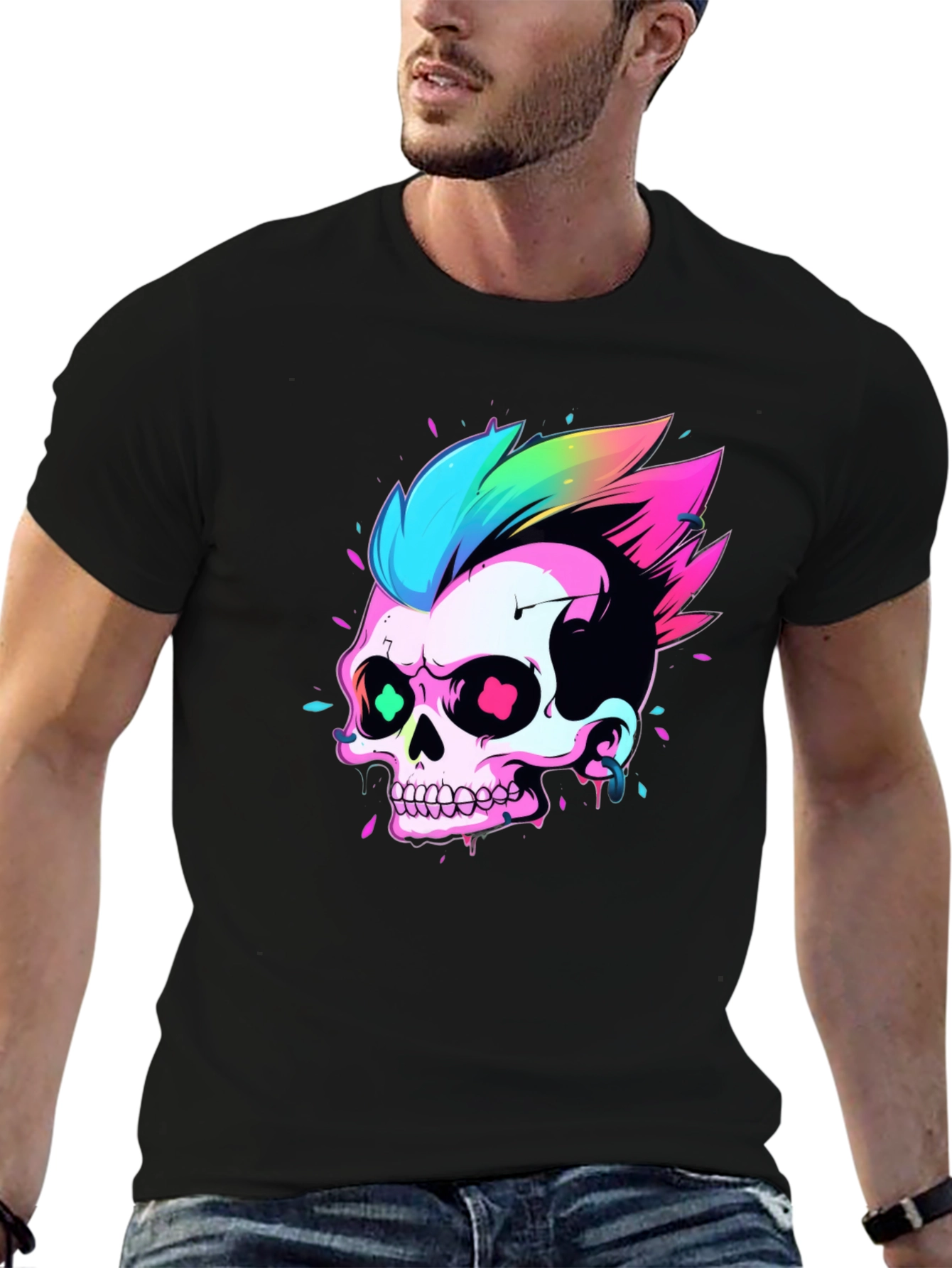 Neon Skull Graphic Tee - Punk Rock Style