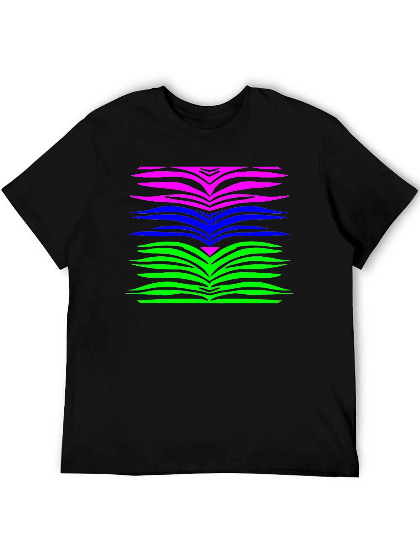 Vibrant Zebra Stripe Graphic Tee - Black