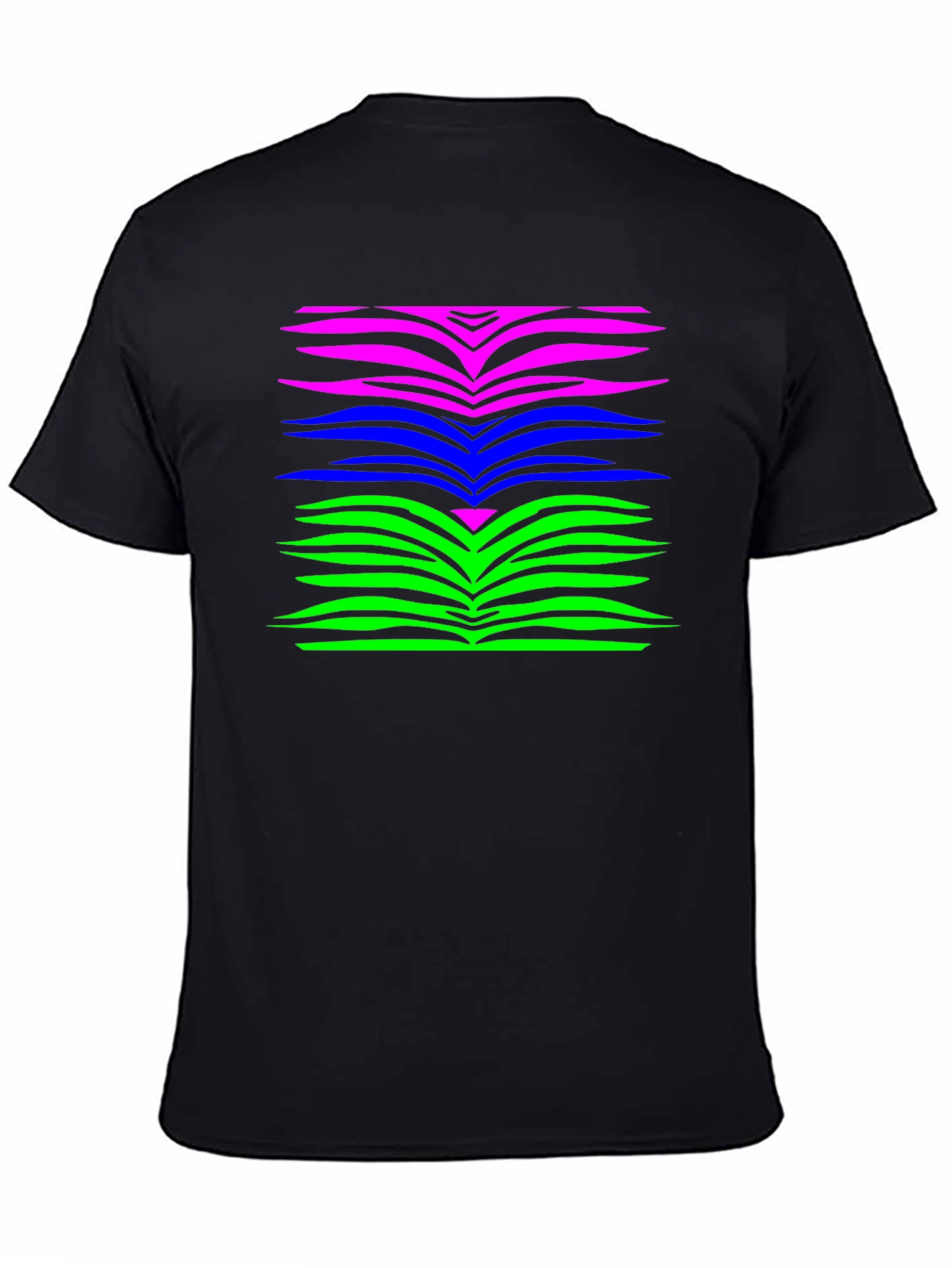 Vibrant Zebra Stripe Graphic Tee - Black