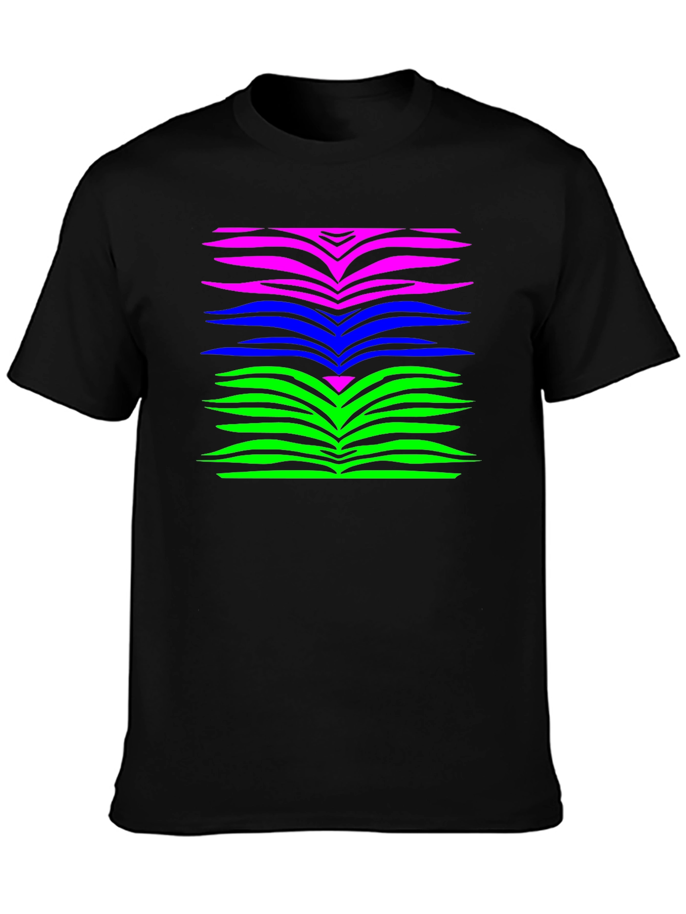 Vibrant Zebra Stripe Graphic Tee - Black