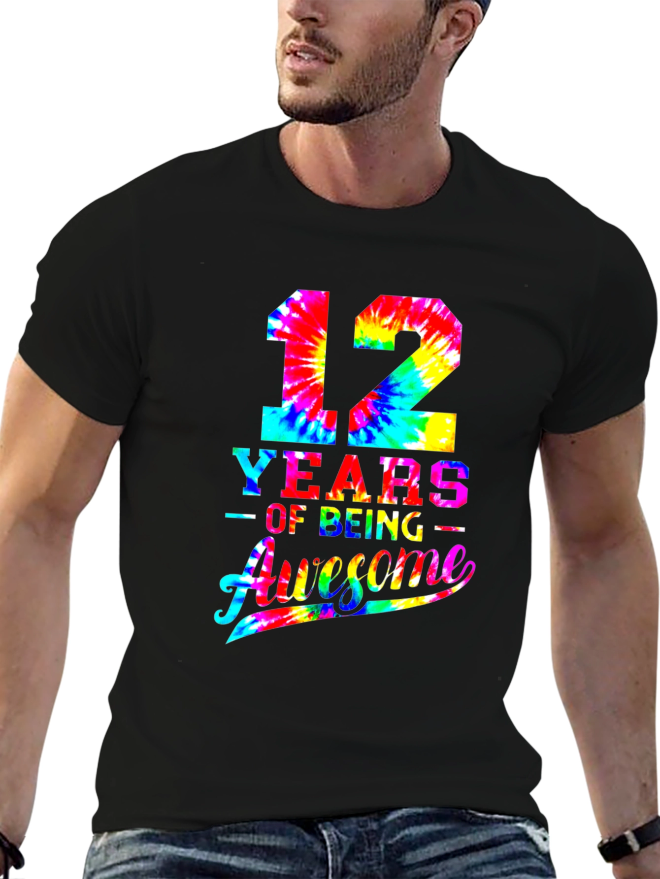12 Years Awesome Tie-Dye Birthday T-Shirt