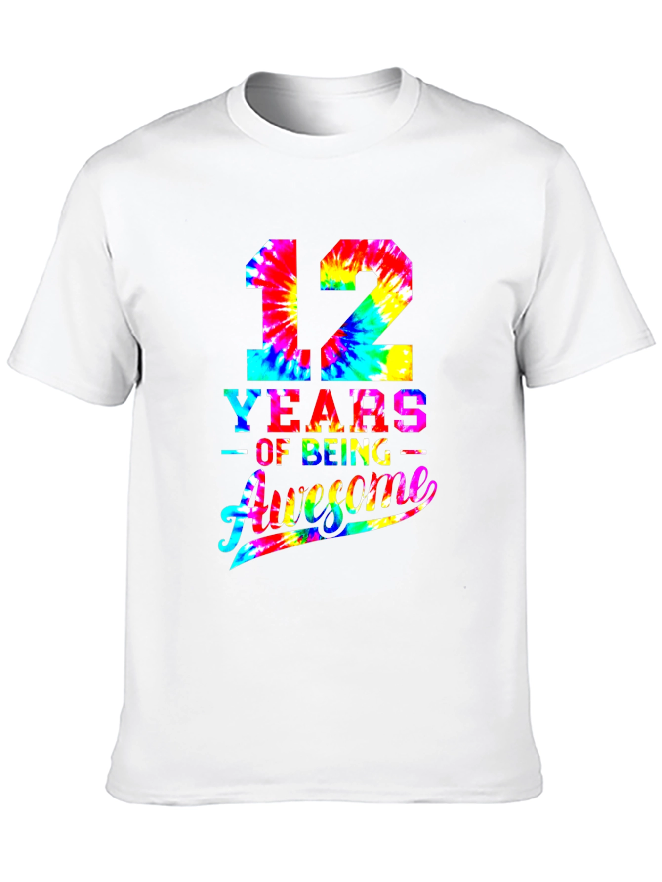 12 Years Awesome Tie-Dye Birthday T-Shirt