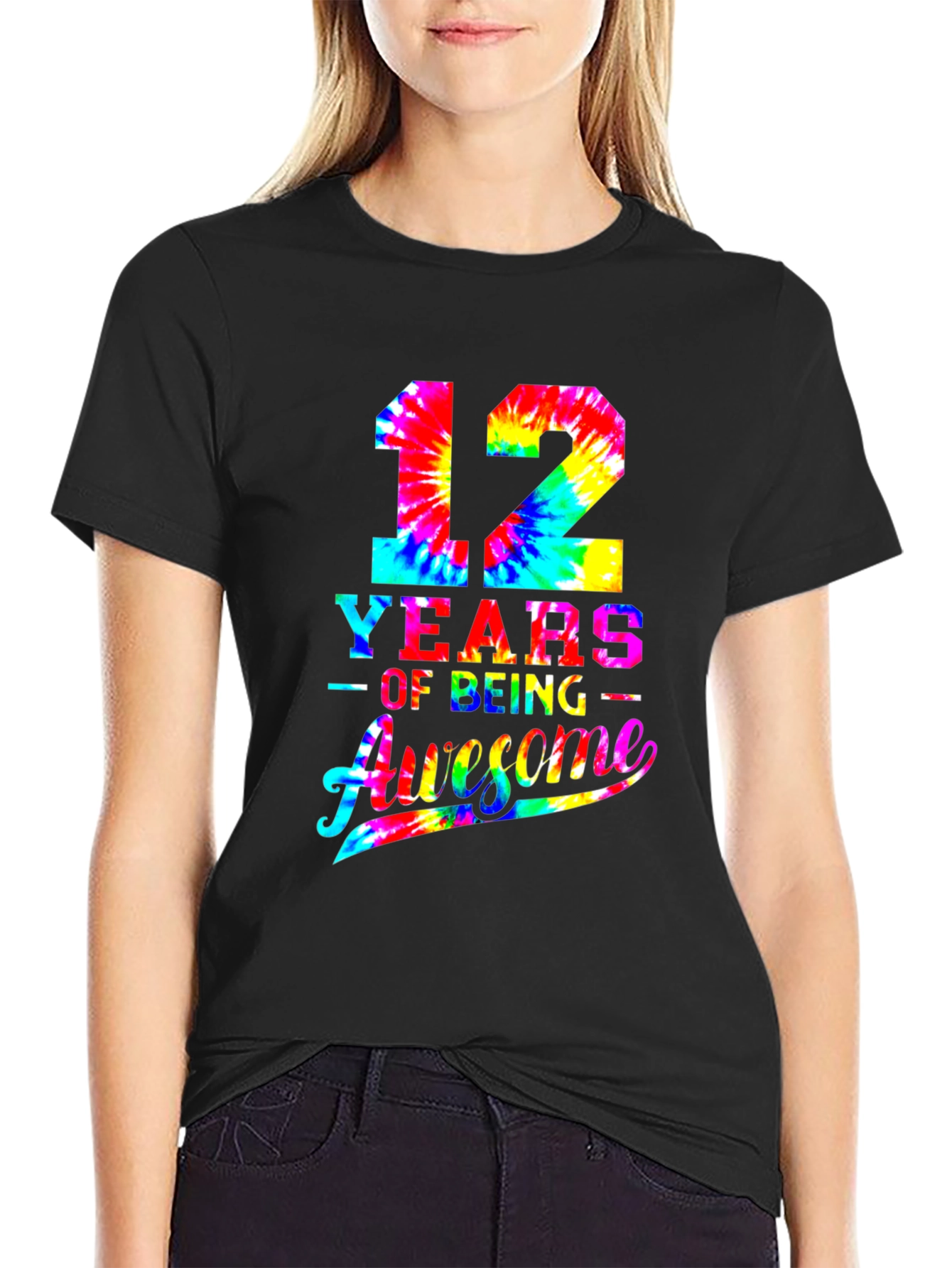 12 Years Awesome Tie-Dye Birthday T-Shirt