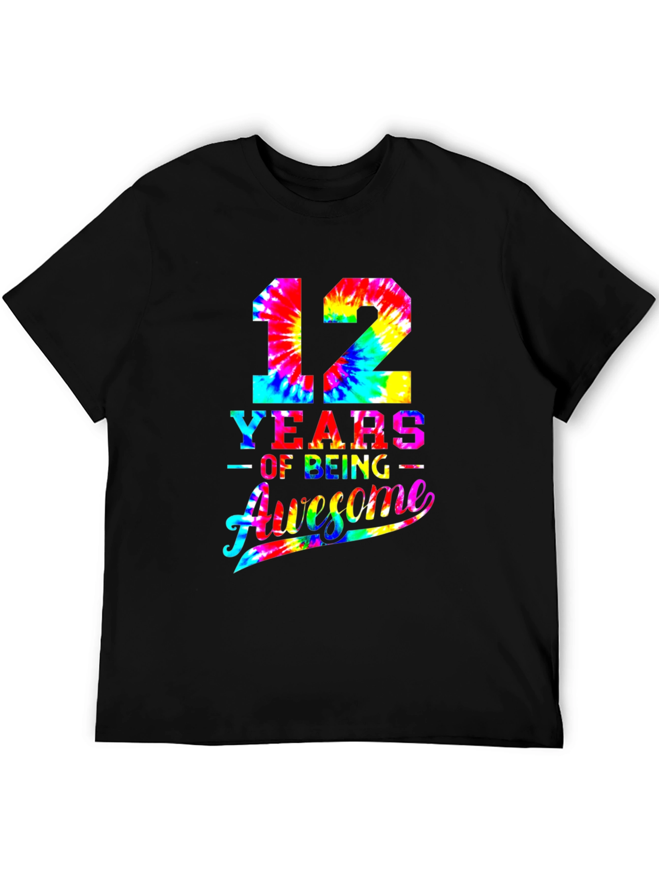 12 Years Awesome Tie-Dye Birthday T-Shirt