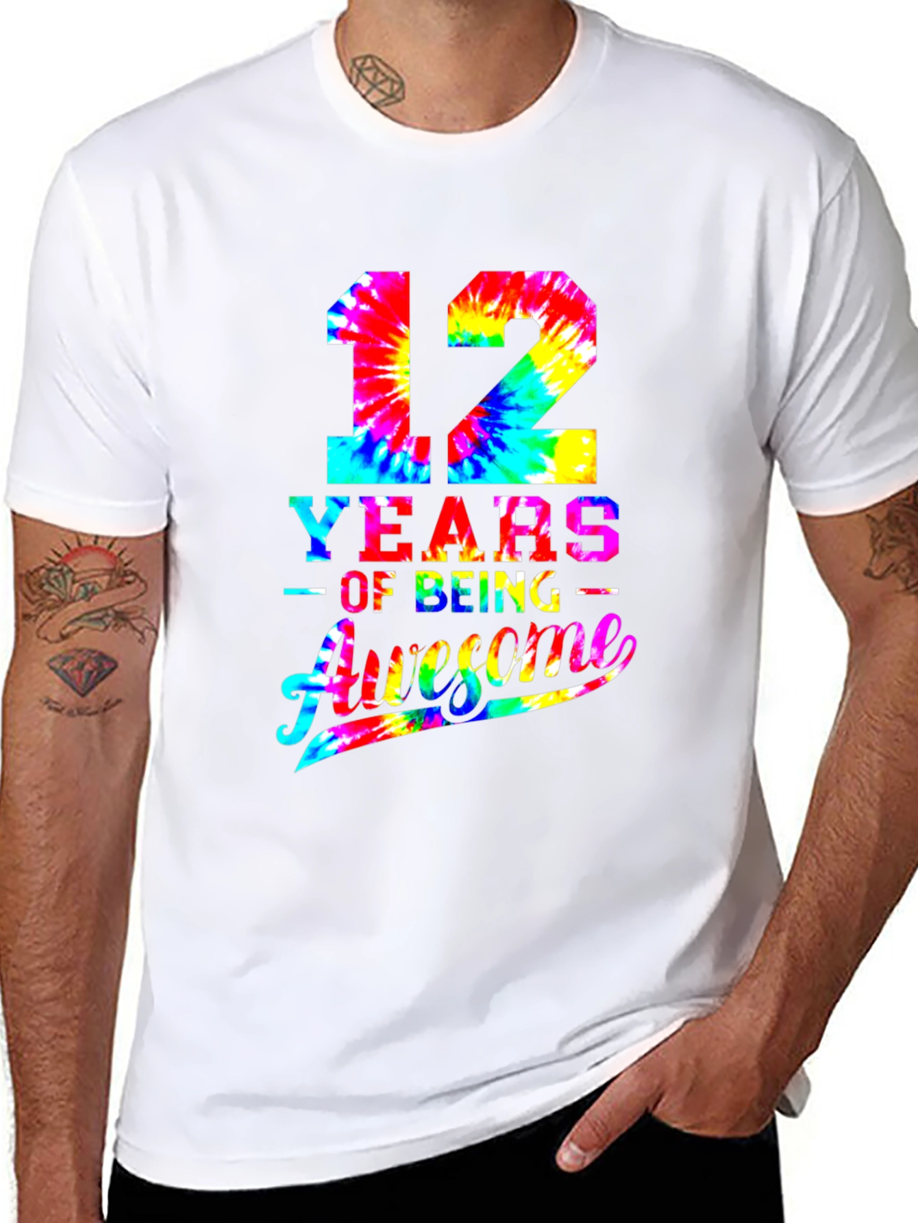 12 Years Awesome Tie-Dye Birthday T-Shirt