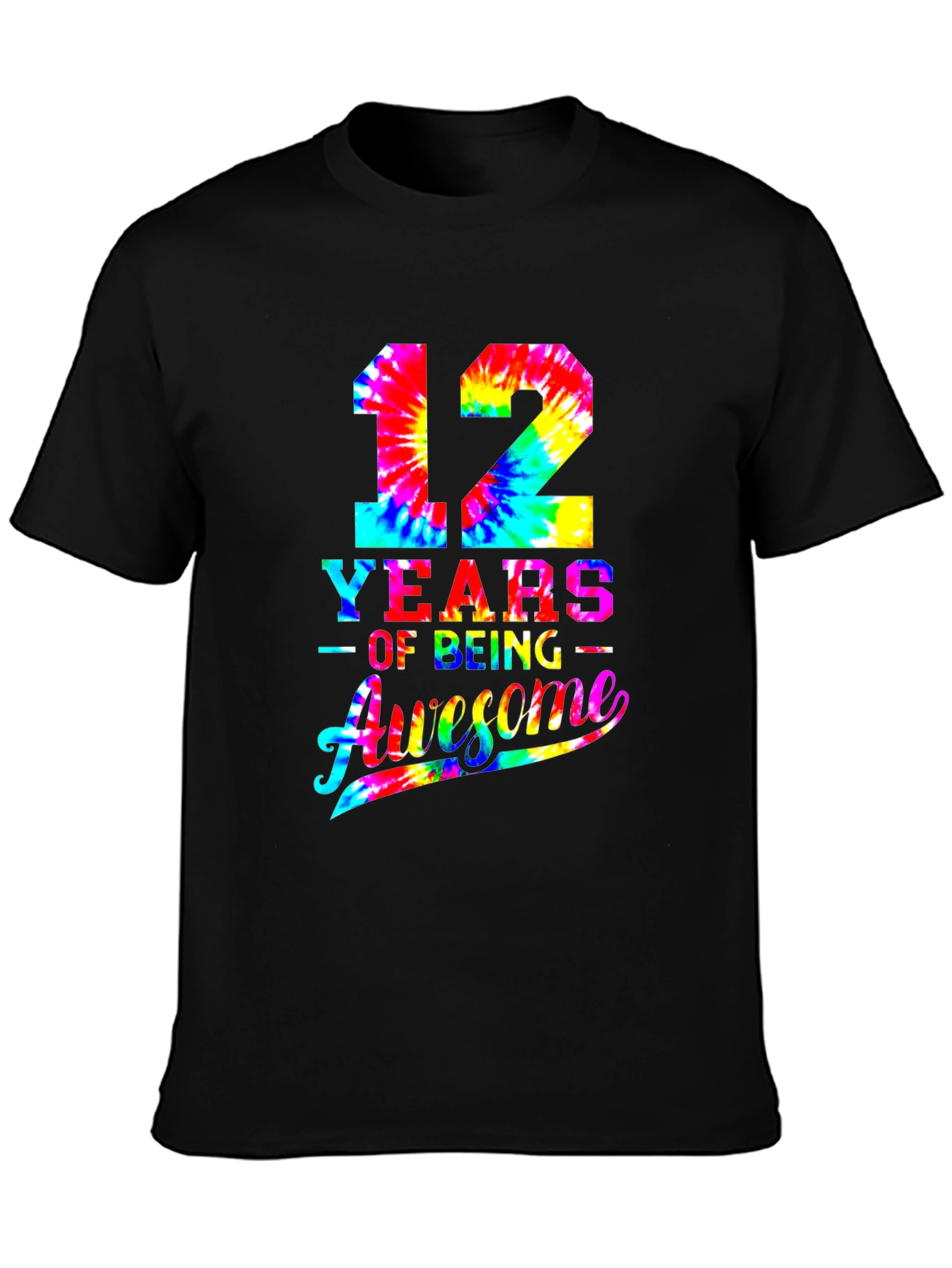 12 Years Awesome Tie-Dye Birthday T-Shirt