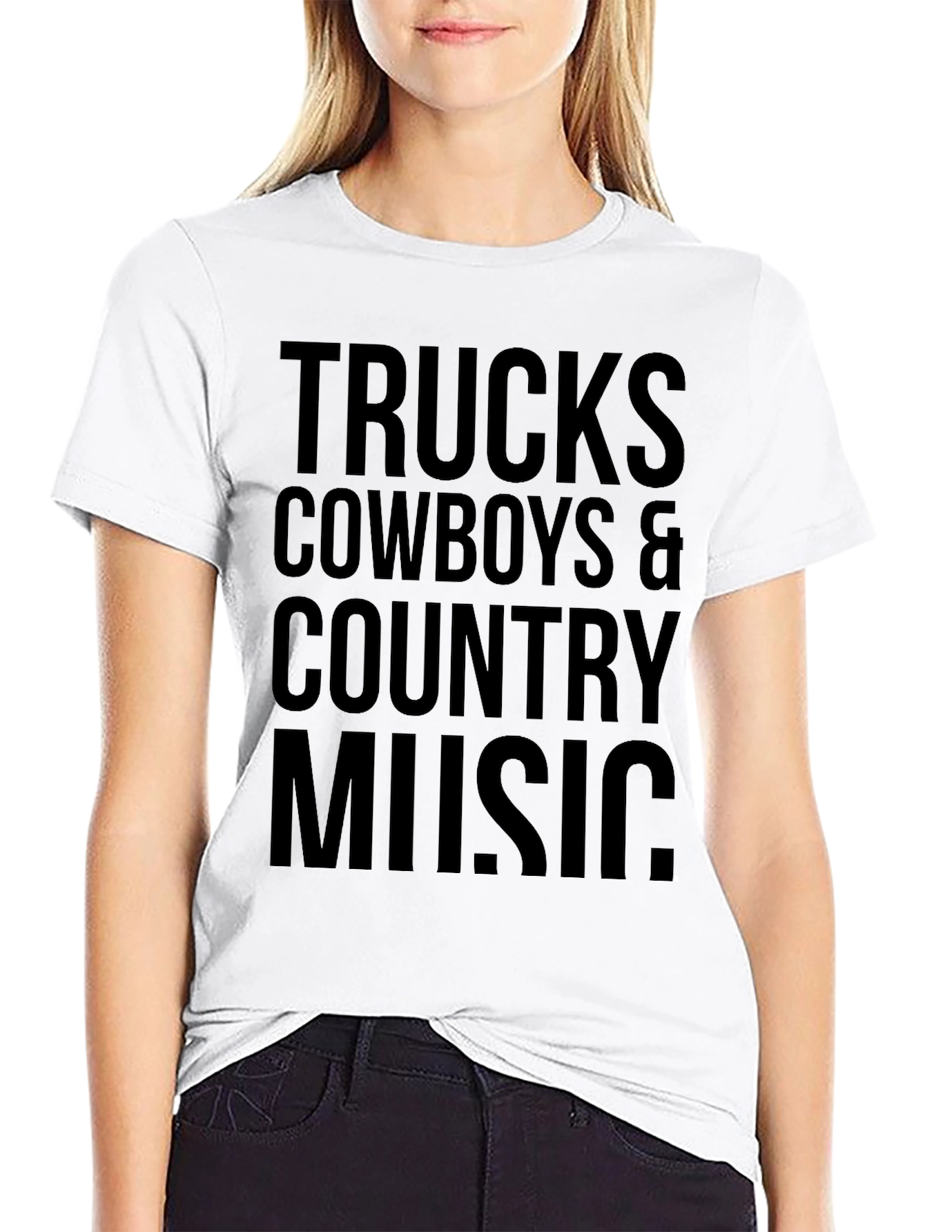Trucks Cowboys & Country Music Mens Black T-Shirt