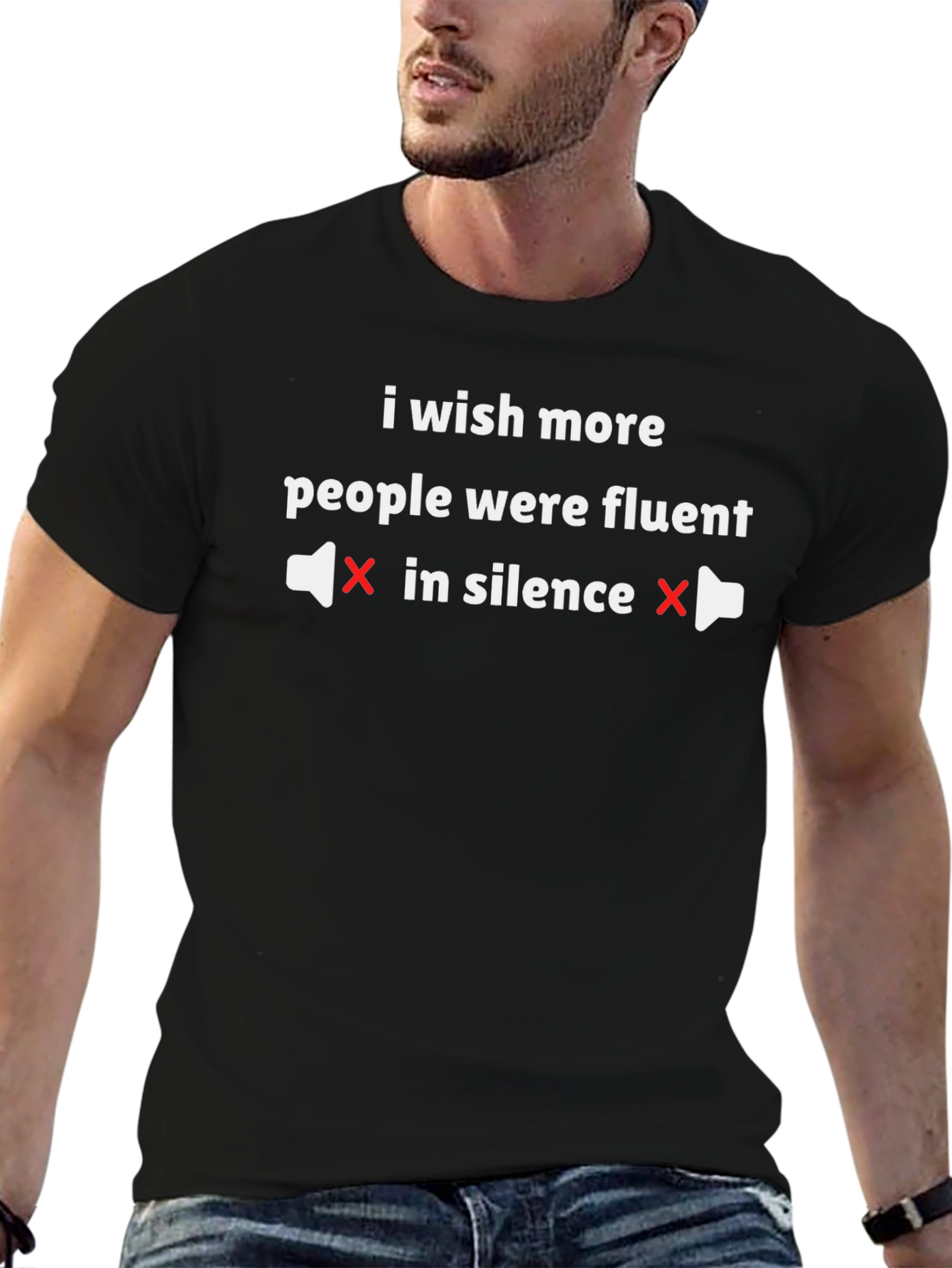 Fluent in Silence Black Graphic T-Shirt