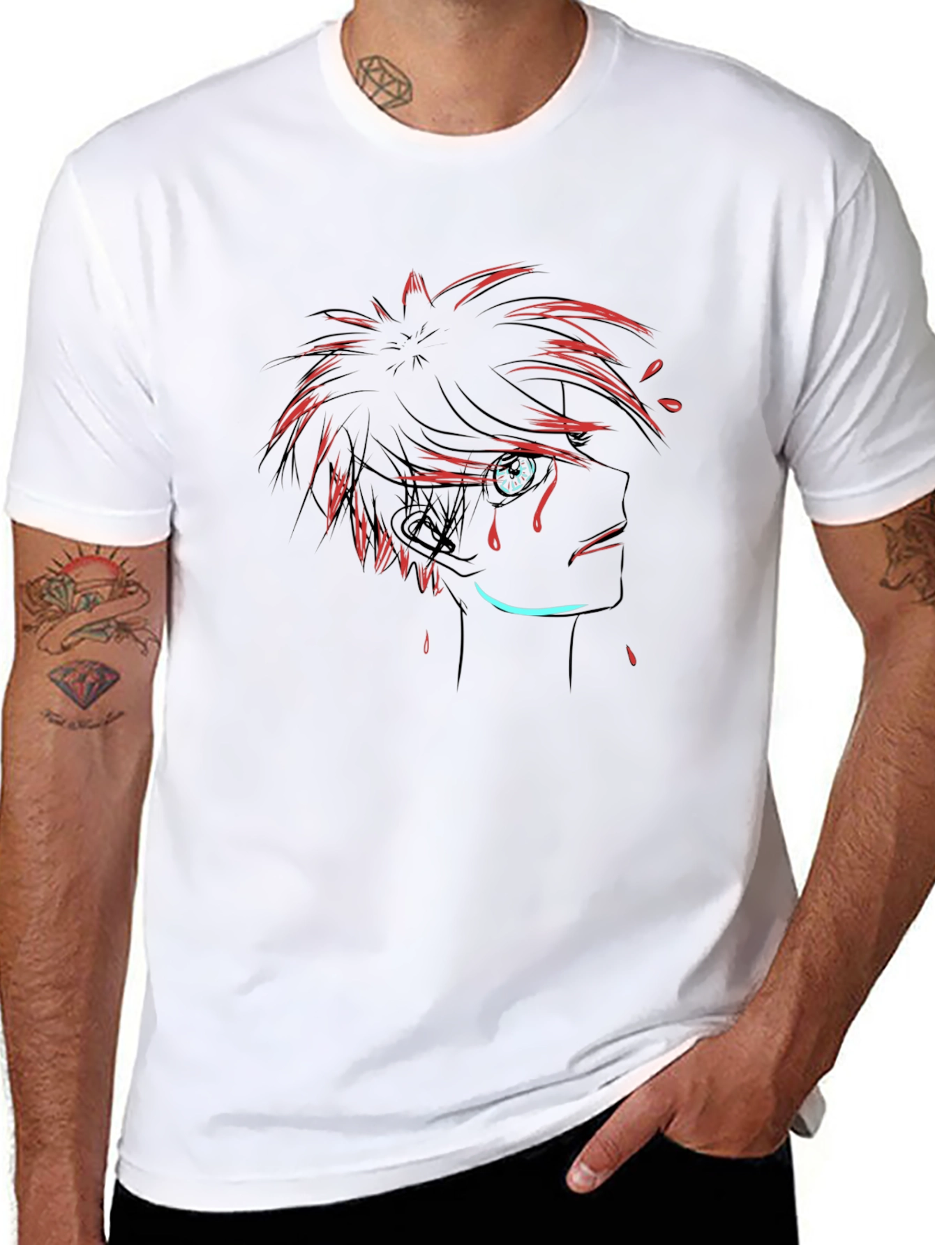 Anime Style Graphic Black T-Shirt