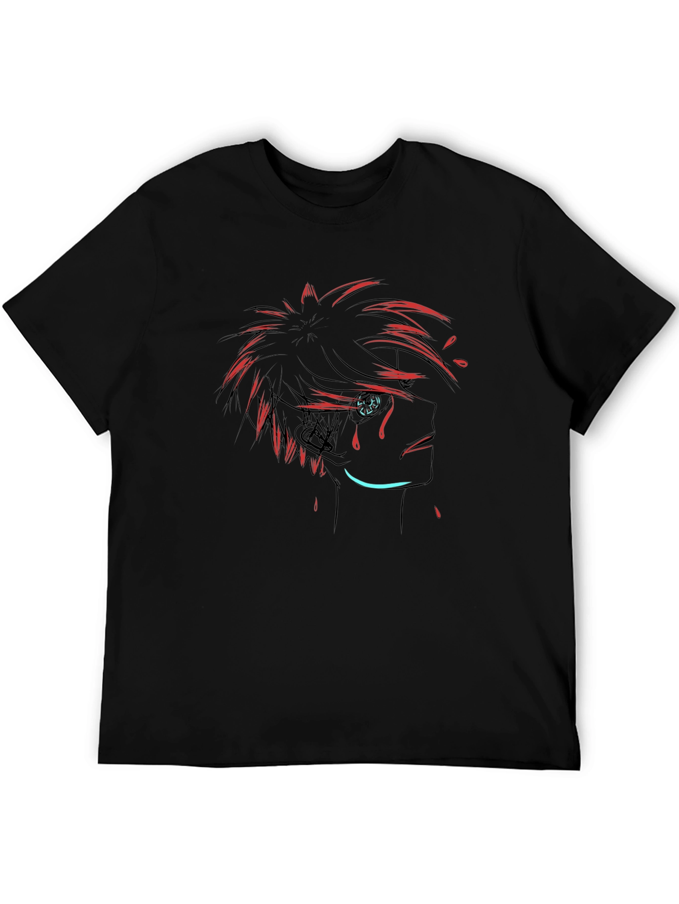 Anime Style Graphic Black T-Shirt
