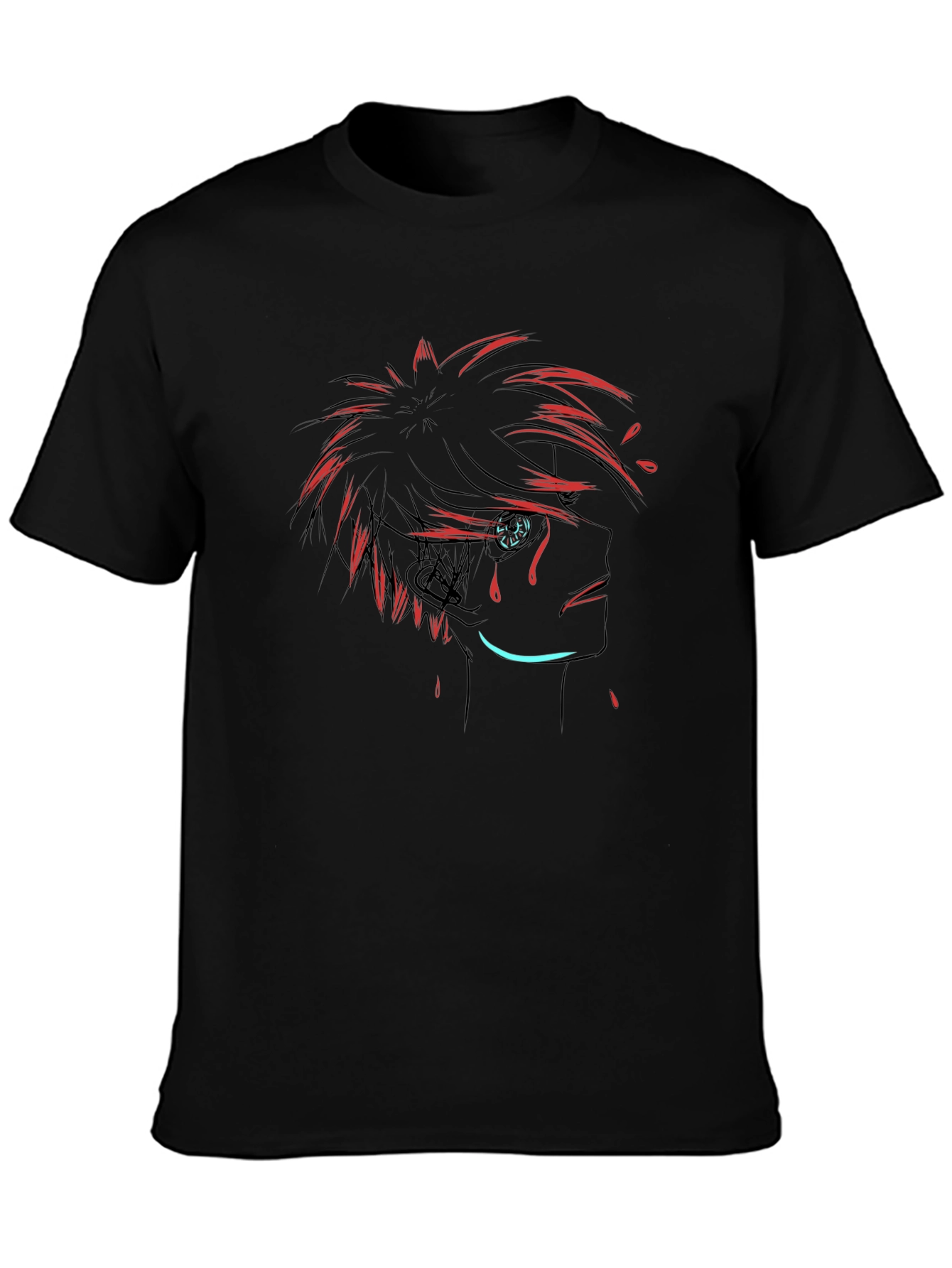 Anime Style Graphic Black T-Shirt