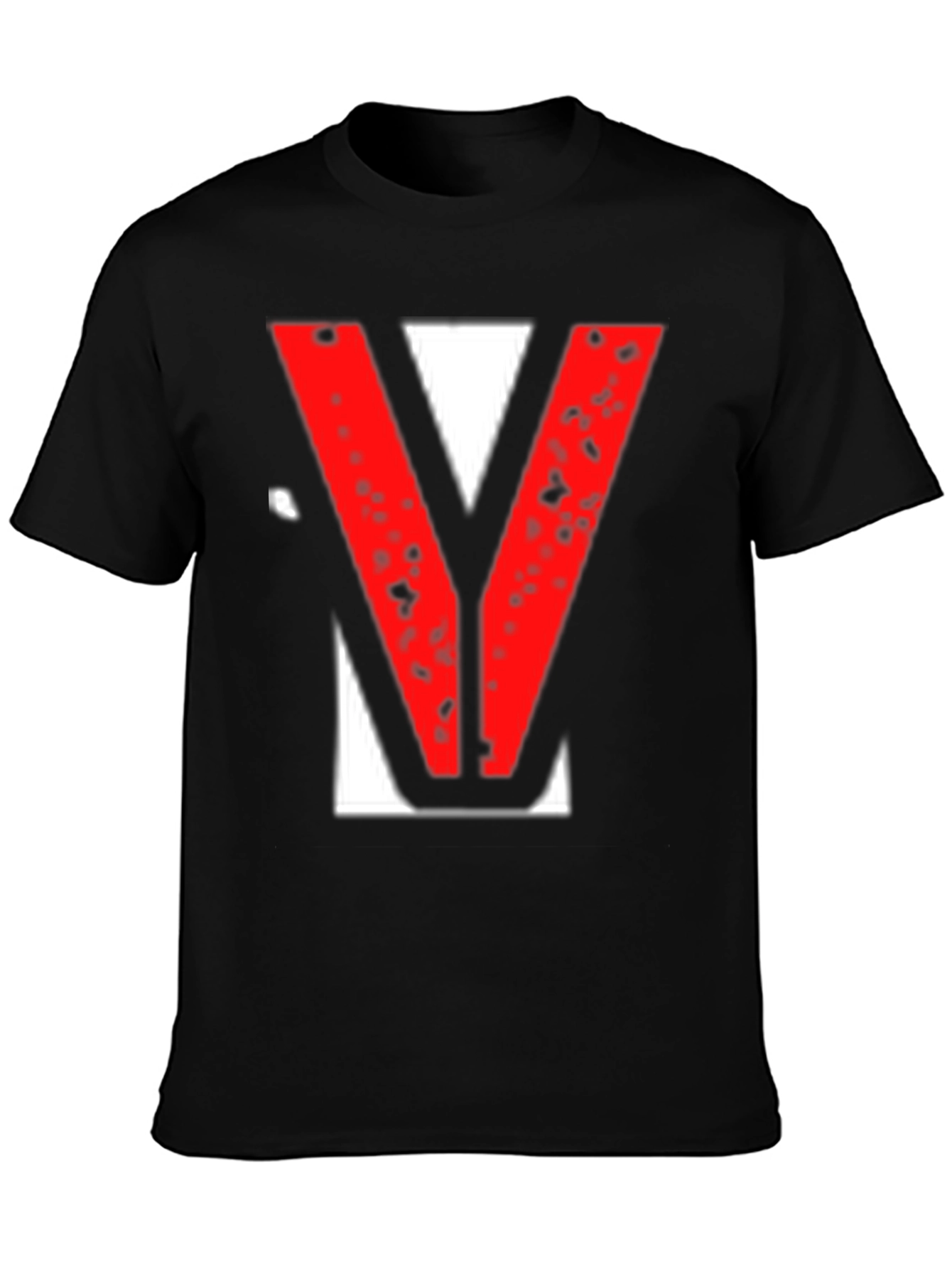 Statement Tee - Red V Graphic Print Black T-Shirt