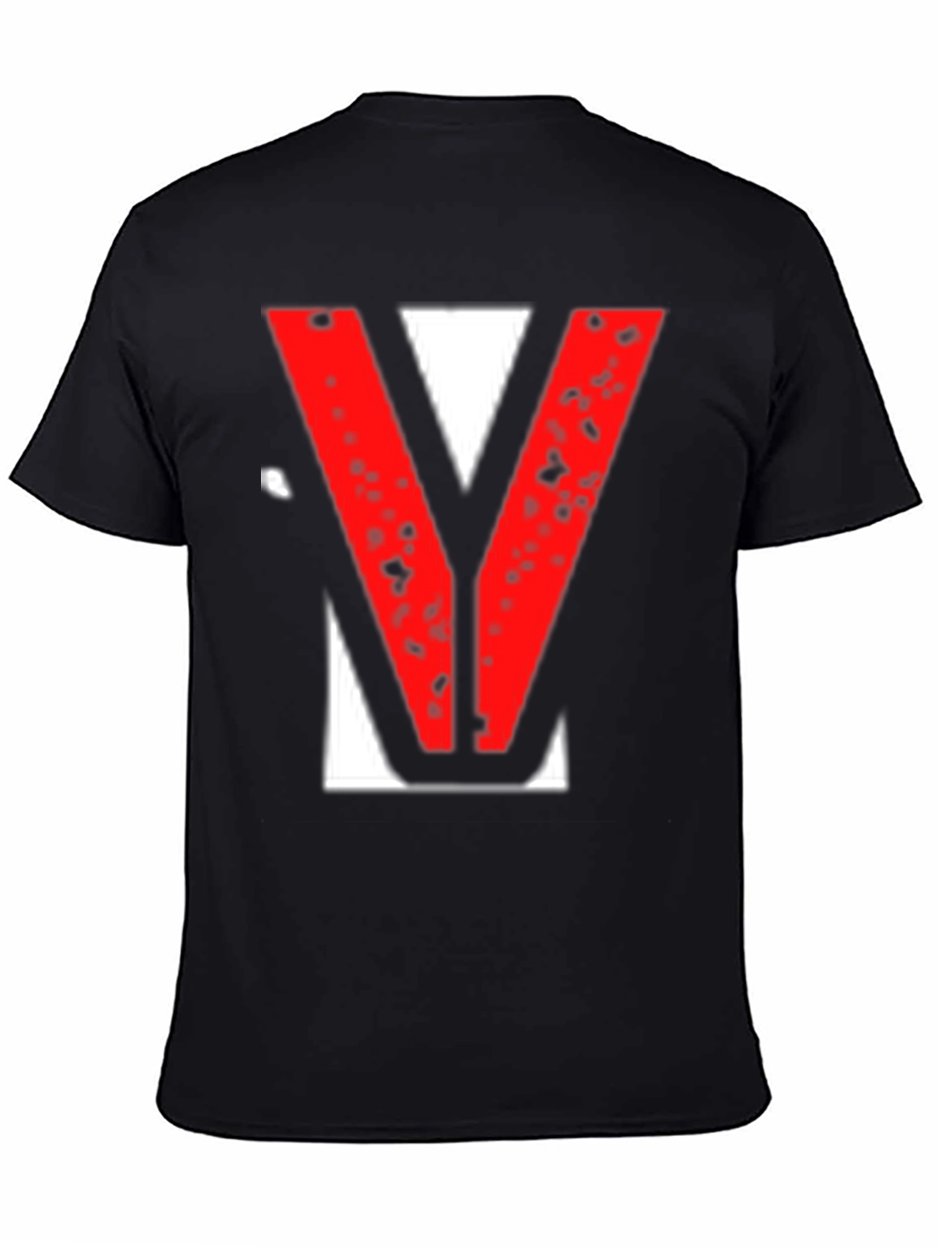Statement Tee - Red V Graphic Print Black T-Shirt