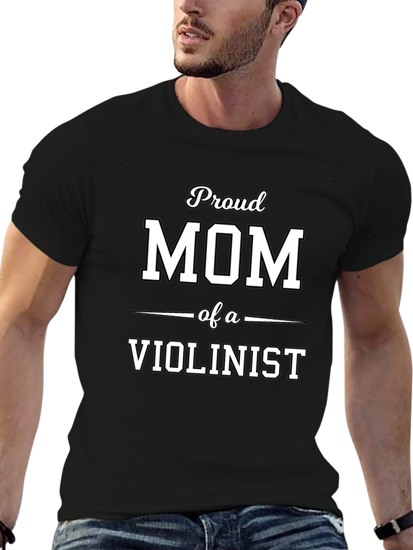 Proud Mom of a Violinist - Black T-Shirt