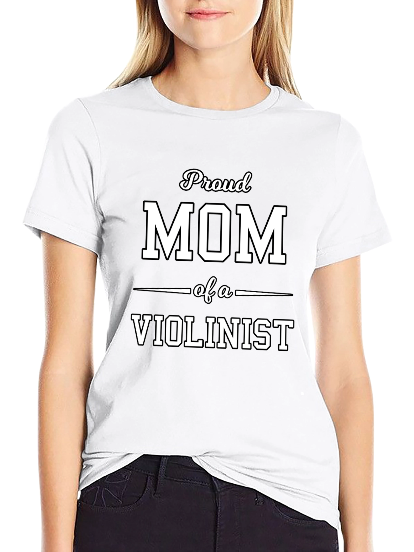 Proud Mom of a Violinist - Black T-Shirt