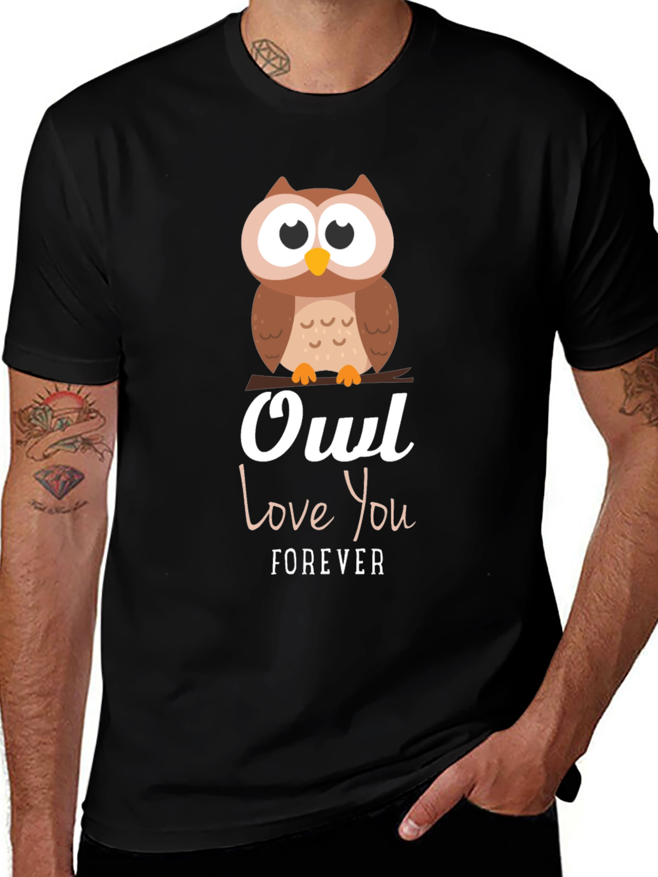 Owl Love You Forever Graphic T-Shirt - Black