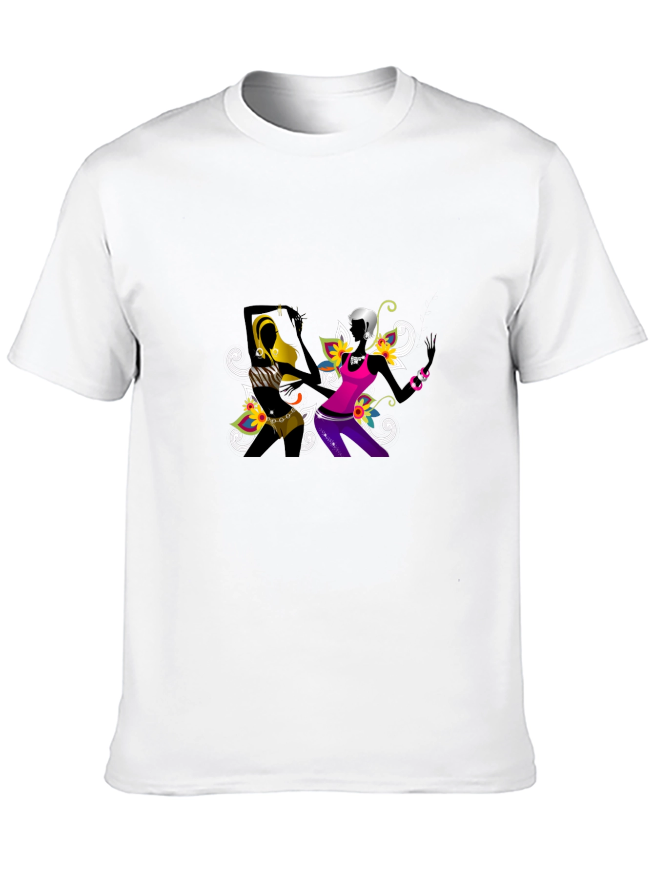 Funky Black Tee with Abstract Dancers