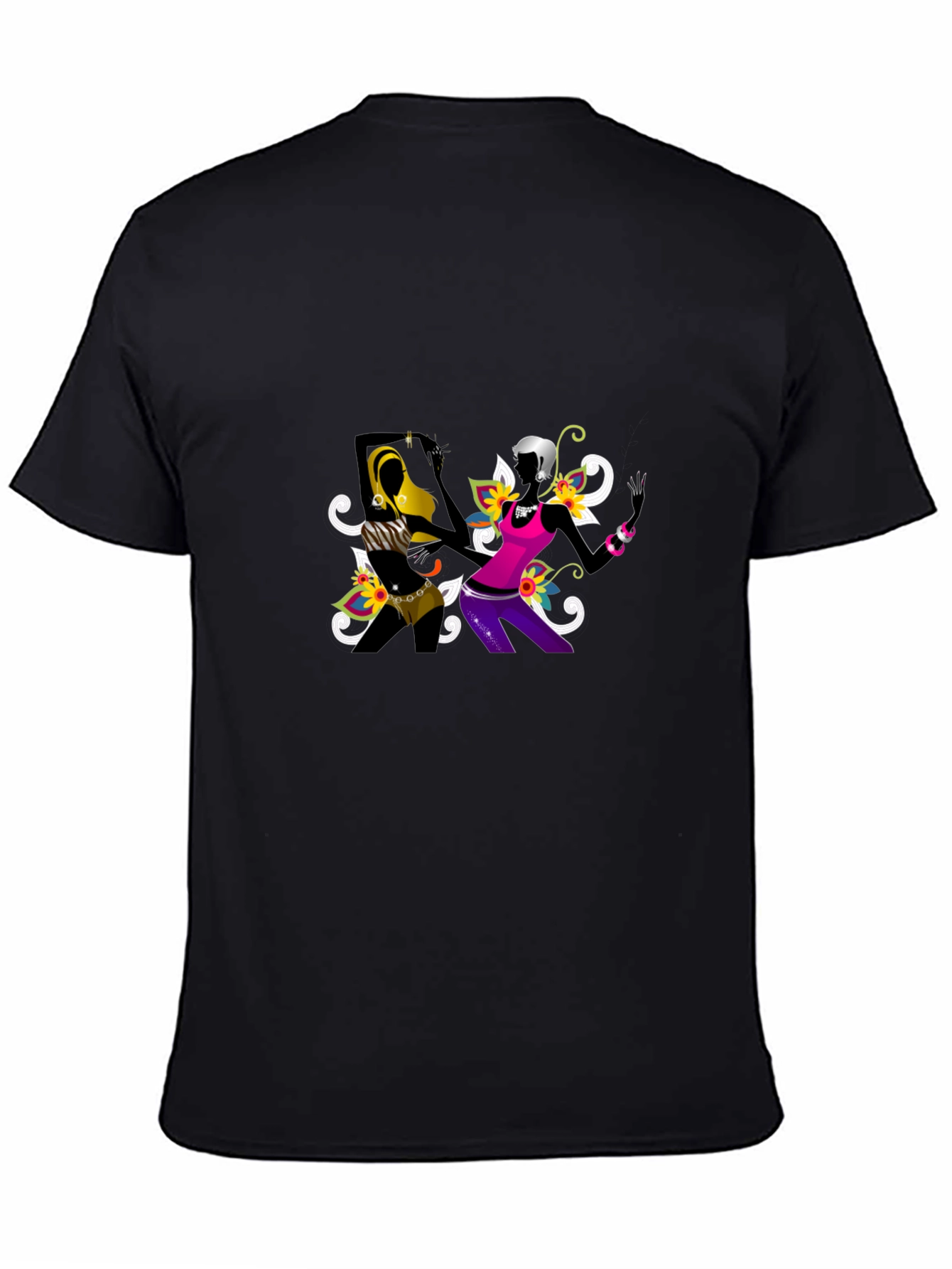 Funky Black Tee with Abstract Dancers