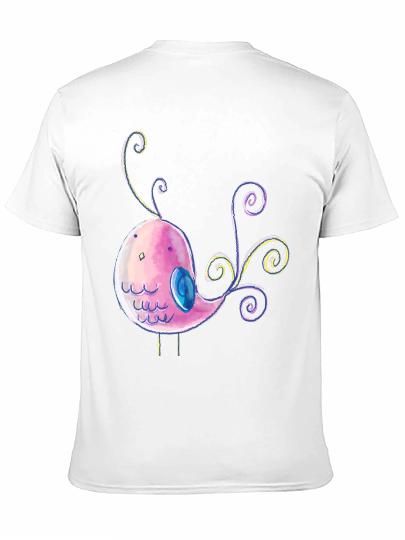 Cute Cartoon Bird Graphic Black T-Shirt