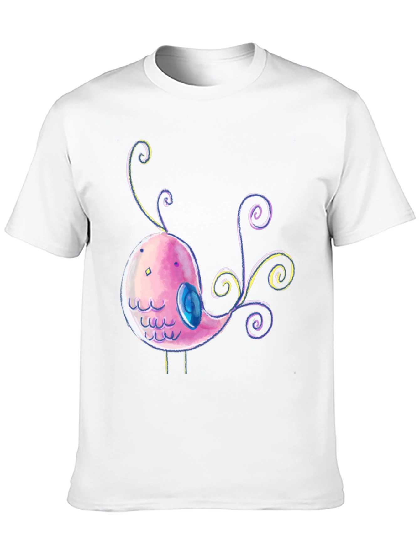 Cute Cartoon Bird Graphic Black T-Shirt