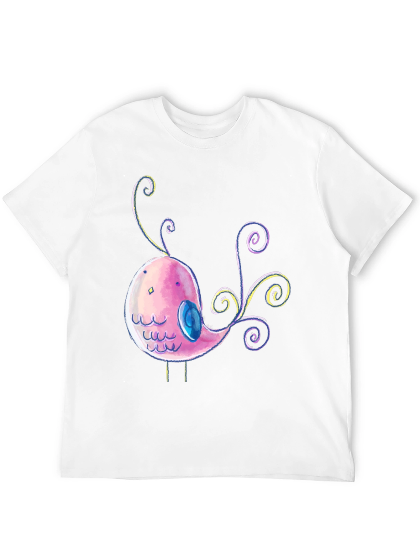 Cute Cartoon Bird Graphic Black T-Shirt