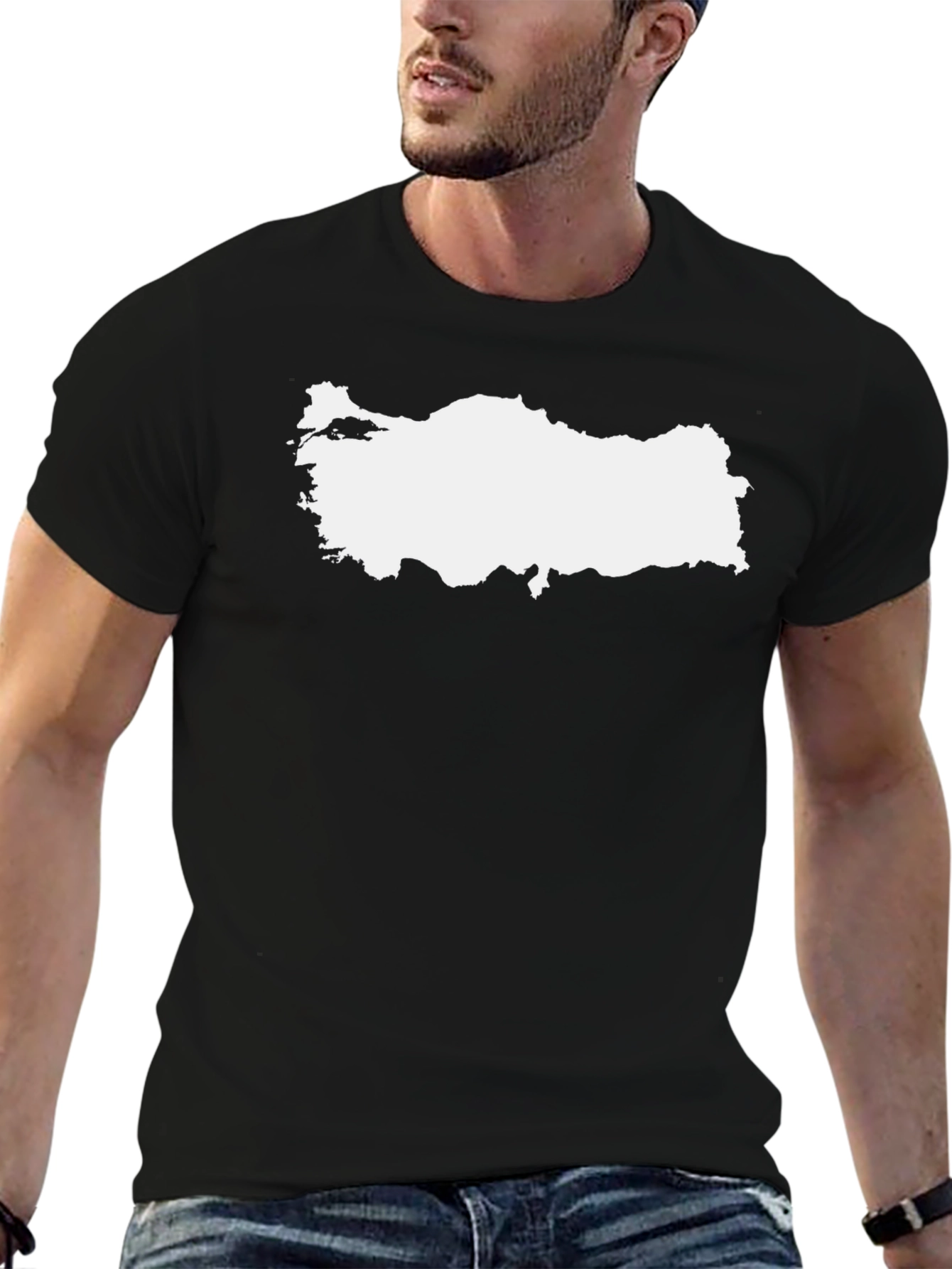 Turkey Map Graphic Tee - Black Cotton T-Shirt
