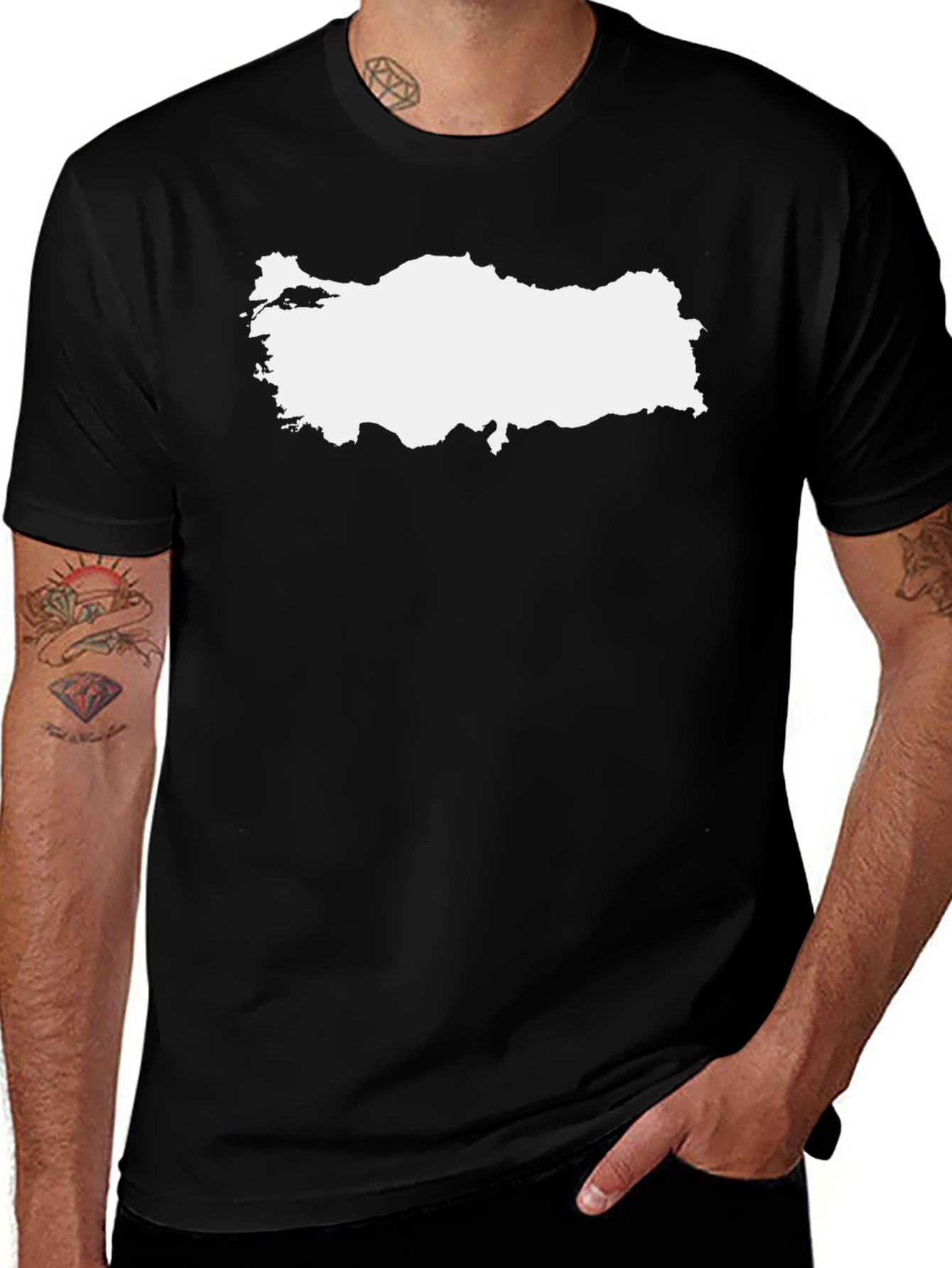 Turkey Map Graphic Tee - Black Cotton T-Shirt