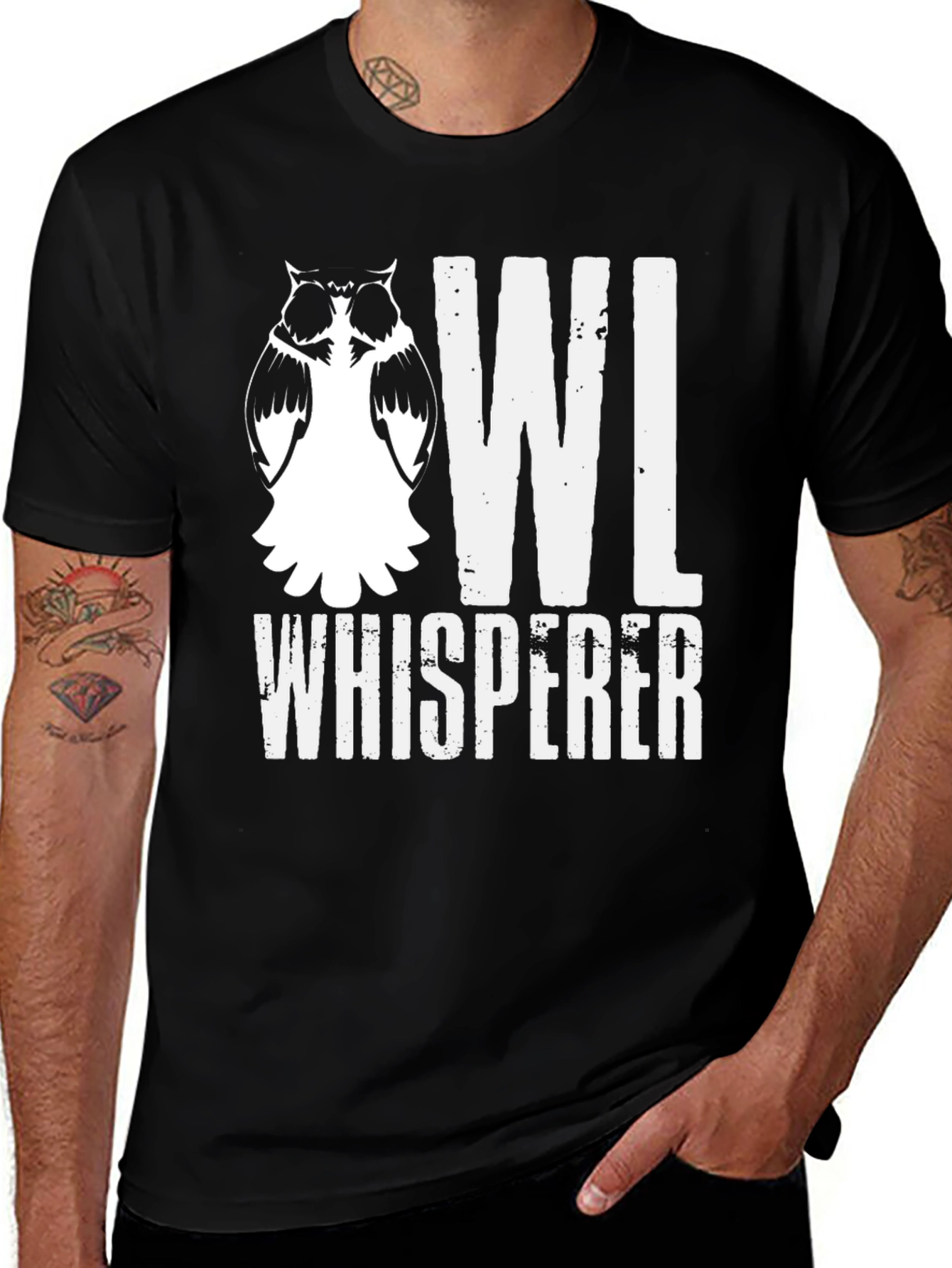 Owl Whisperer Black Graphic T-Shirt
