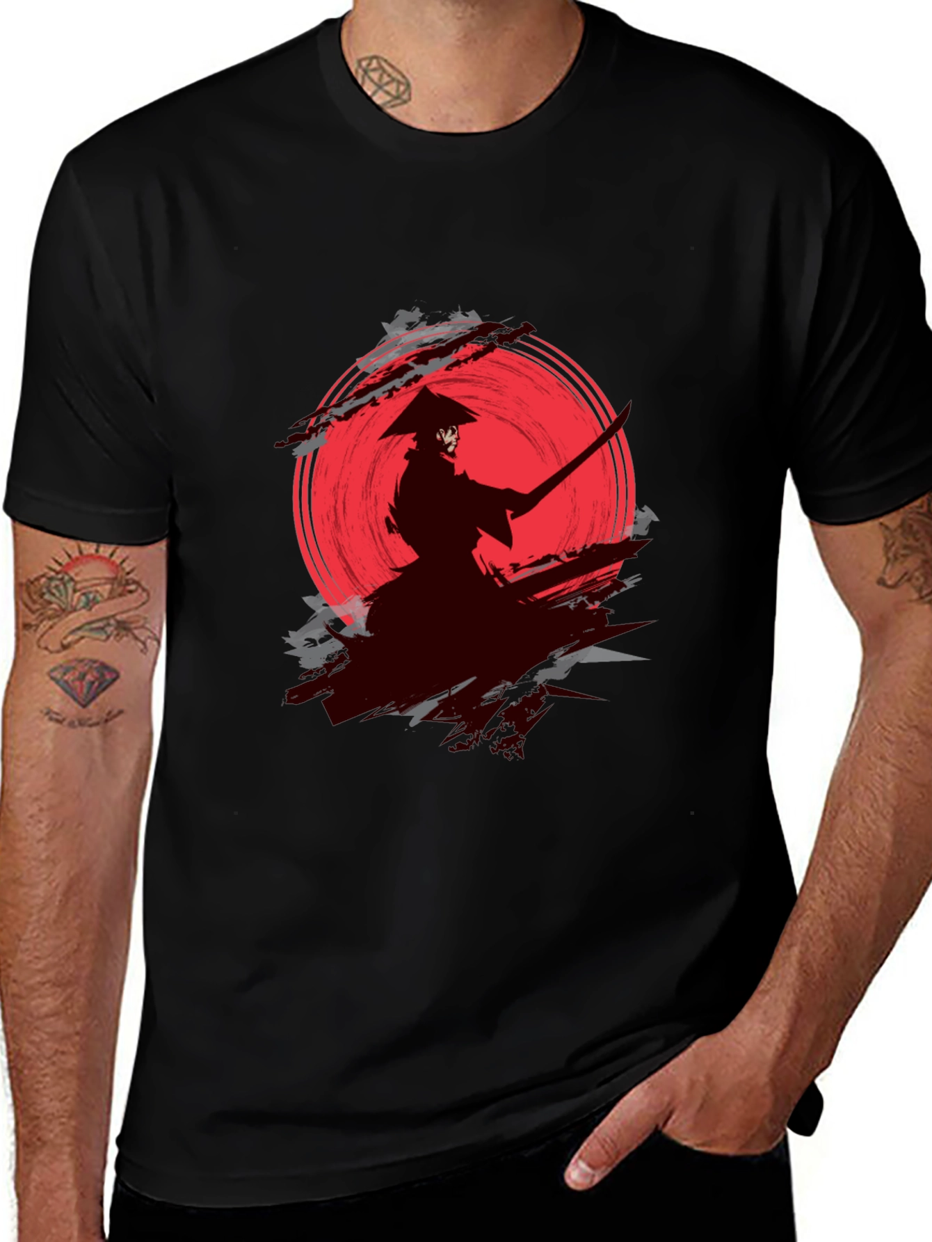 Samurai Silhouette Graphic Tee - Unique Design