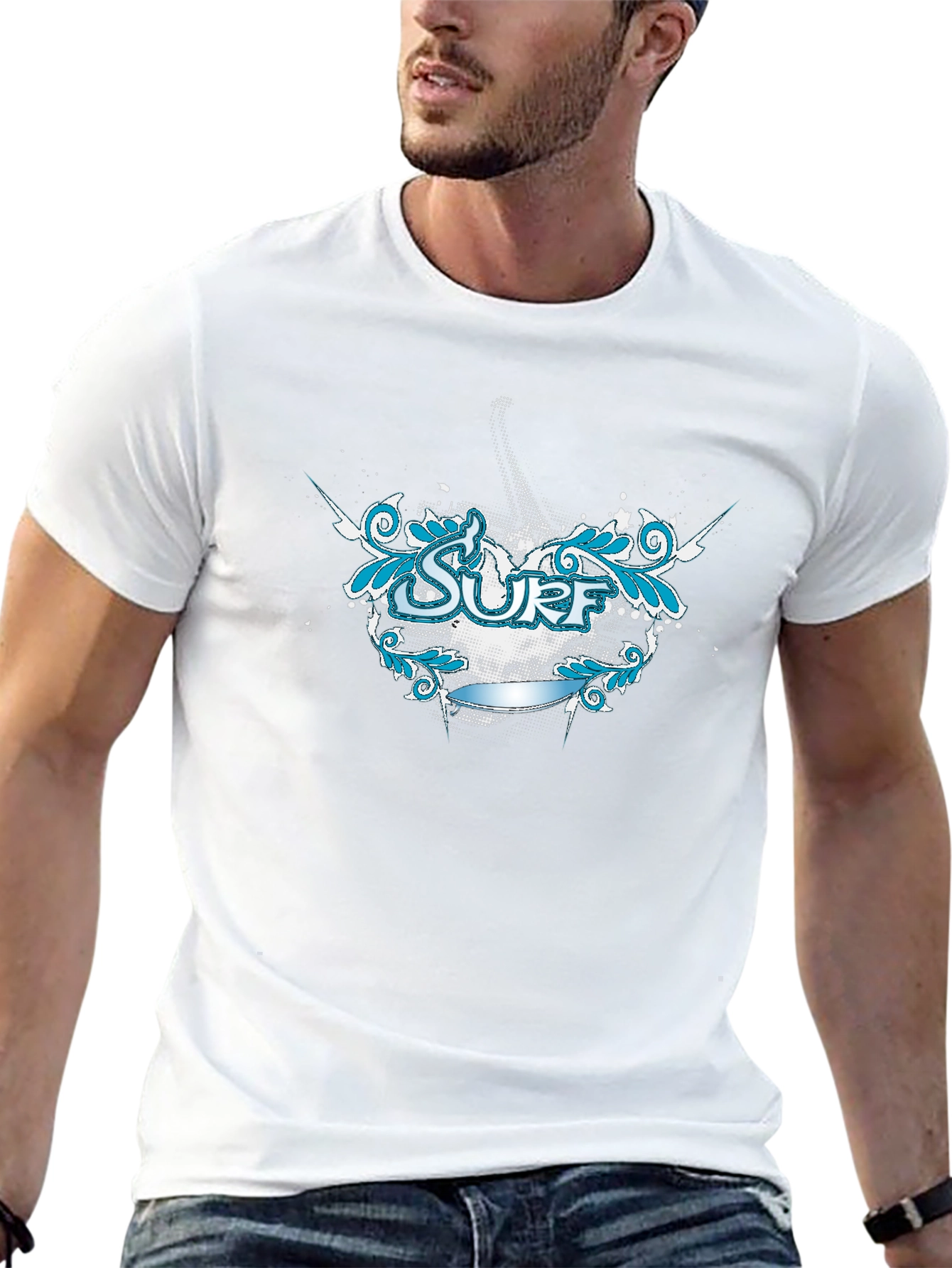 Surf Graphic Tee - Black Cotton T-Shirt