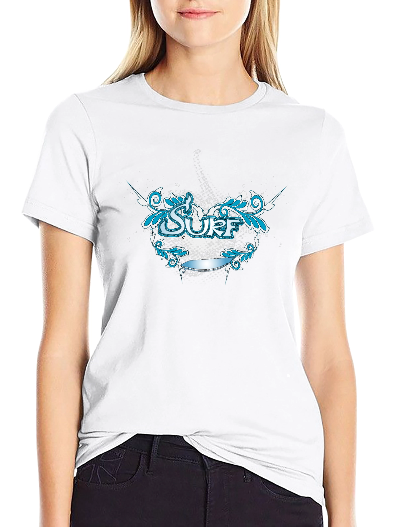 Surf Graphic Tee - Black Cotton T-Shirt