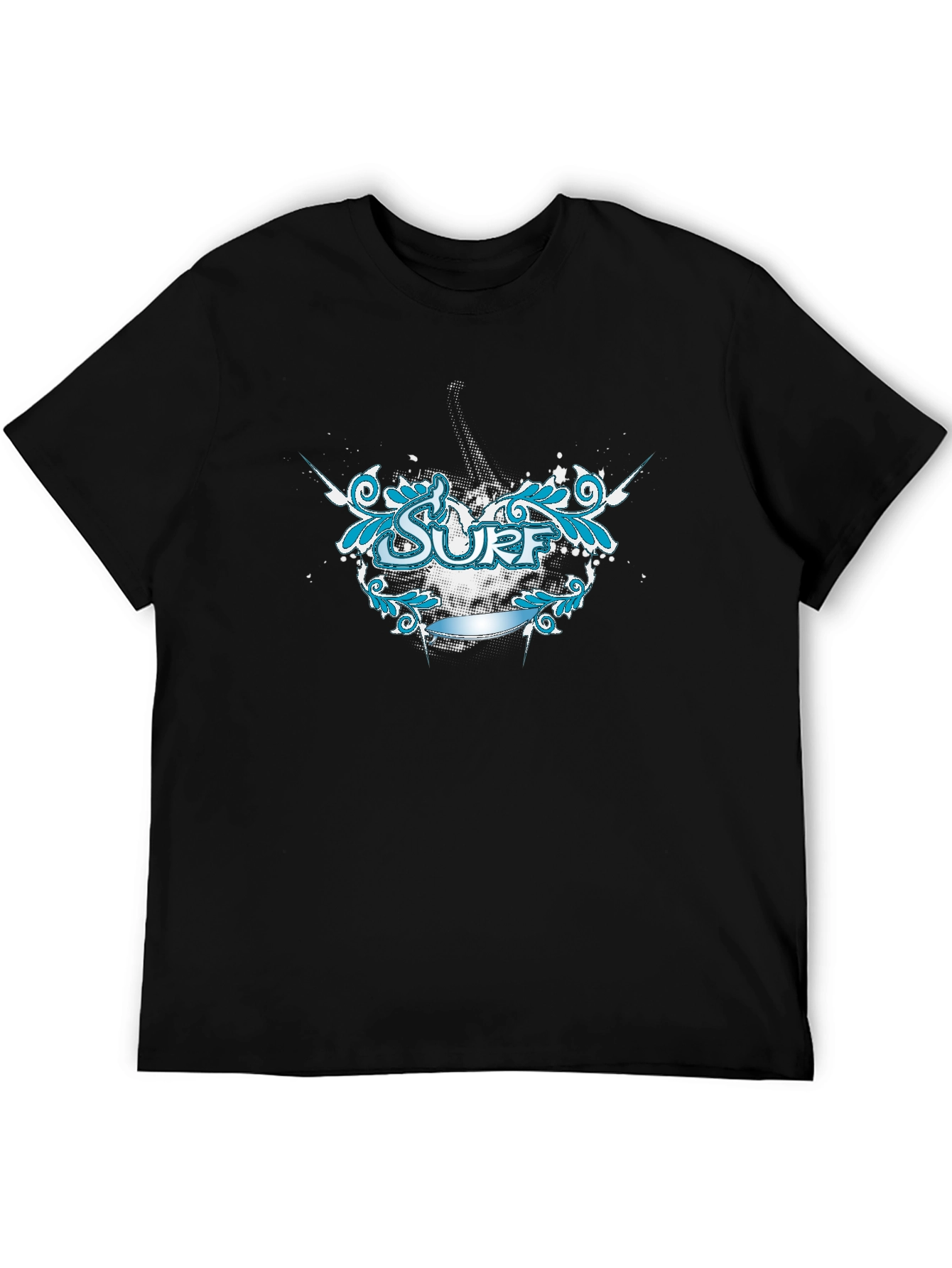 Surf Graphic Tee - Black Cotton T-Shirt