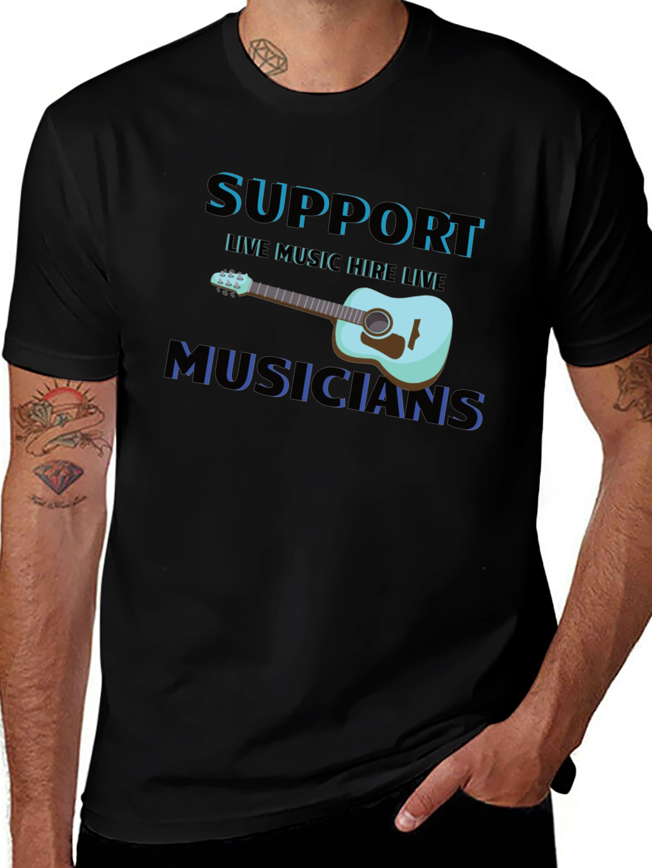 Support Live Musicians Black T-Shirt