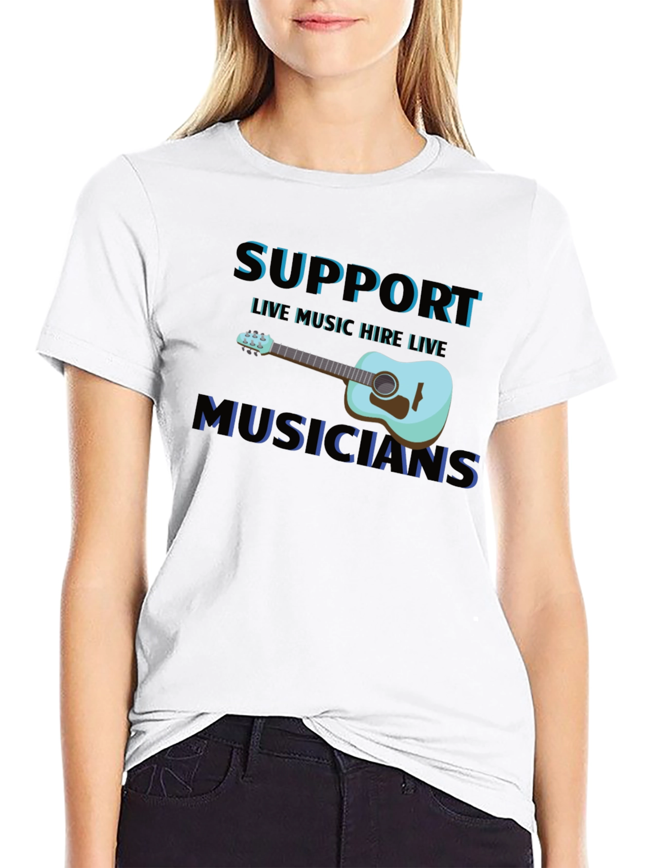 Support Live Musicians Black T-Shirt