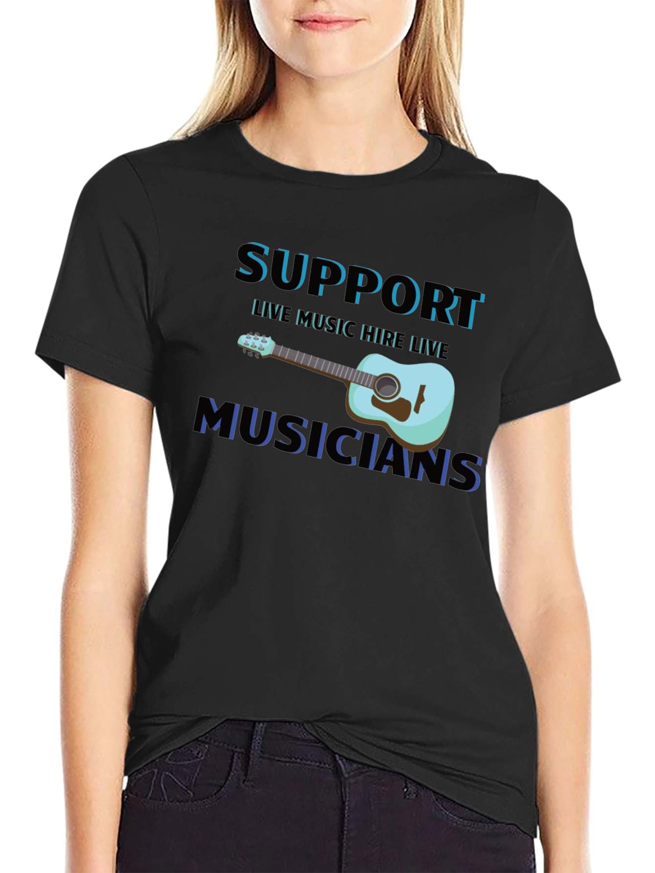 Support Live Musicians Black T-Shirt
