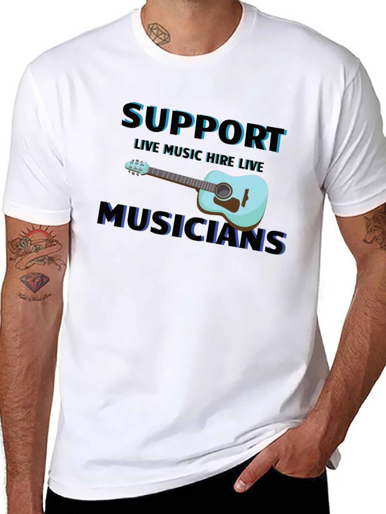 Support Live Musicians Black T-Shirt