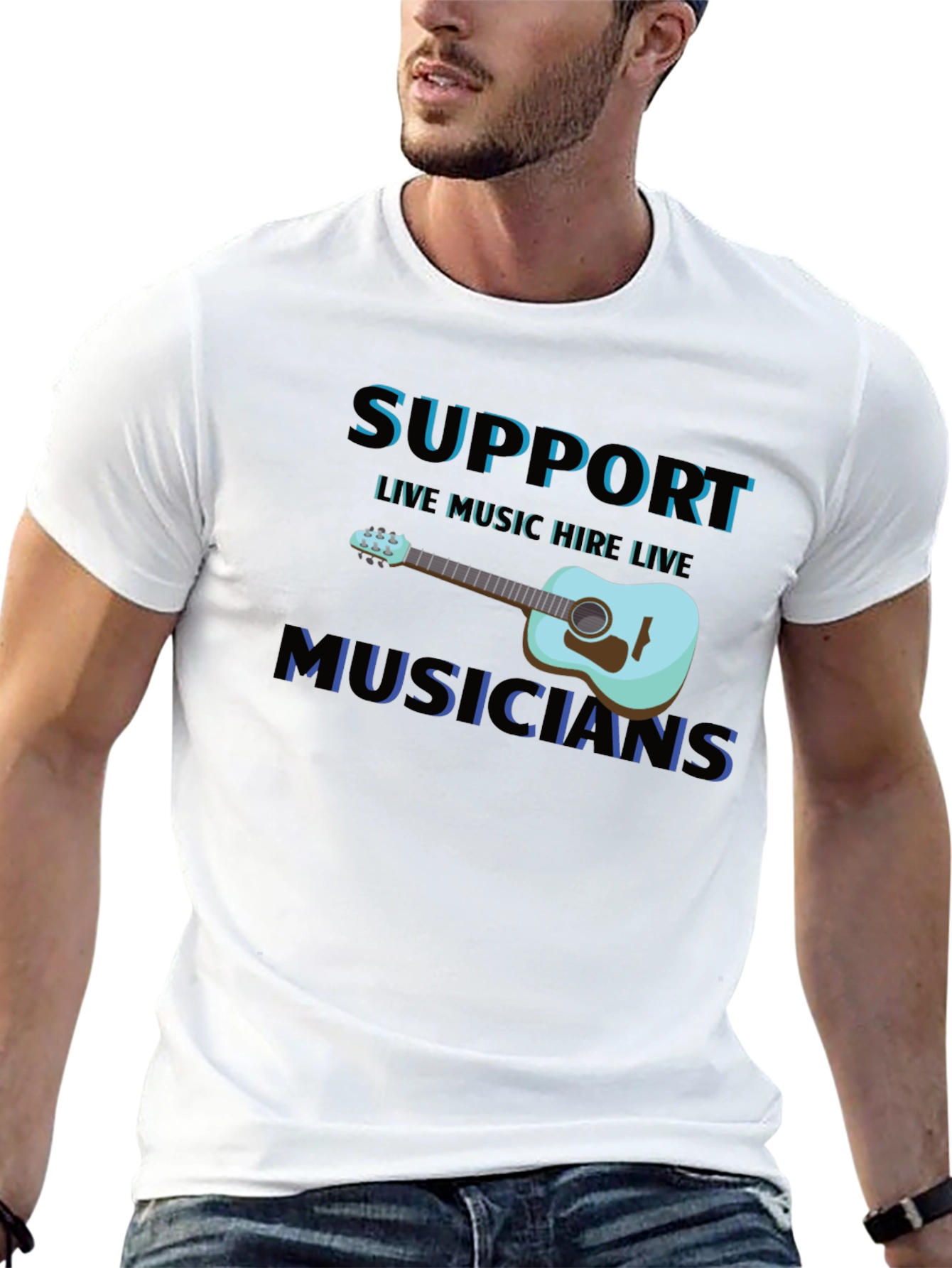 Support Live Musicians Black T-Shirt
