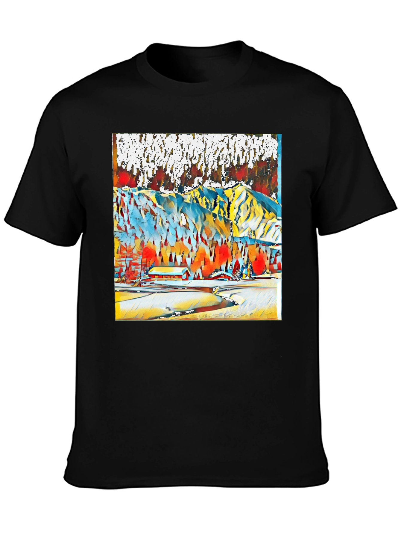 Abstract Winter Mountain Scene T-Shirt