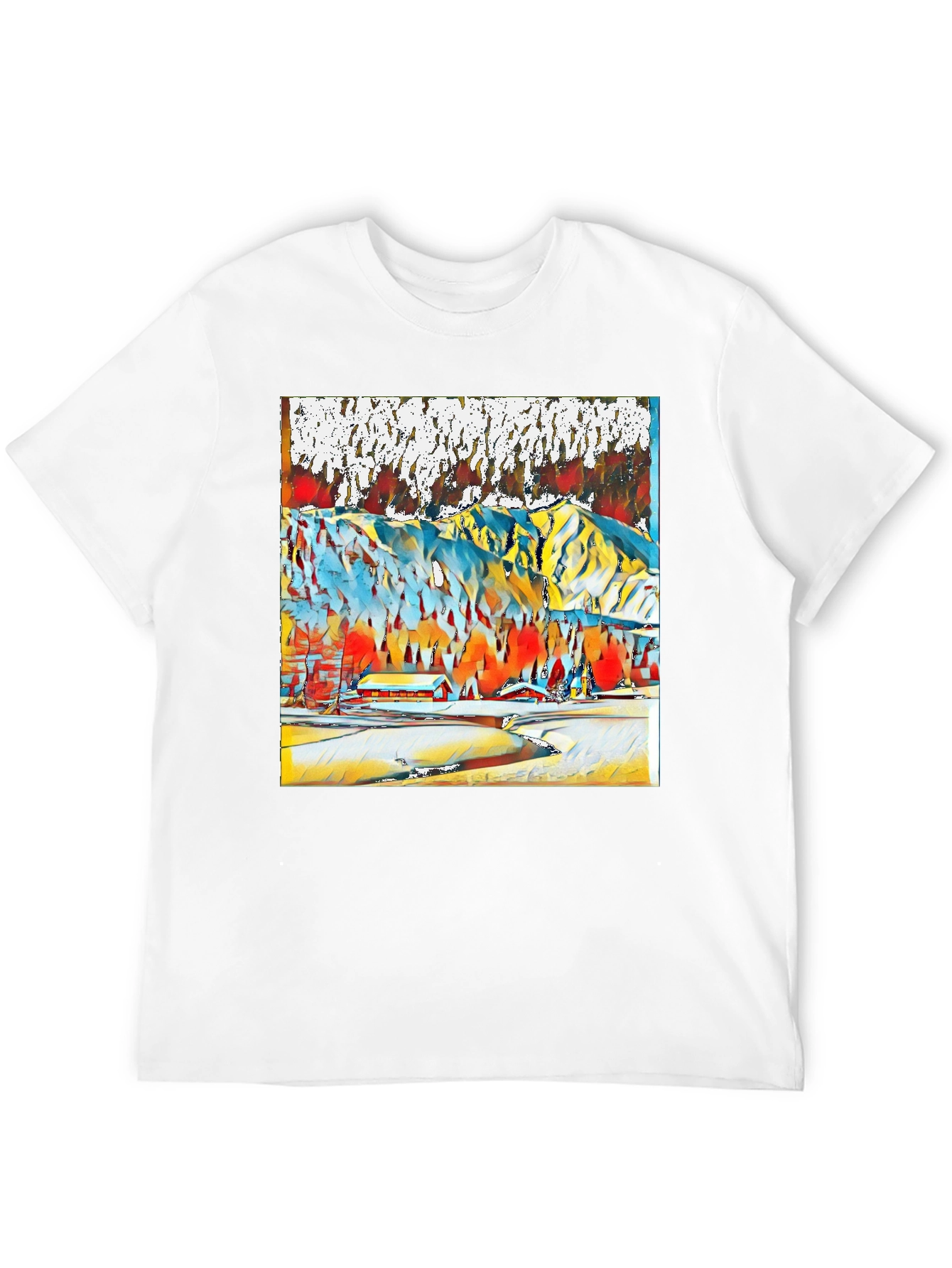 Abstract Winter Mountain Scene T-Shirt