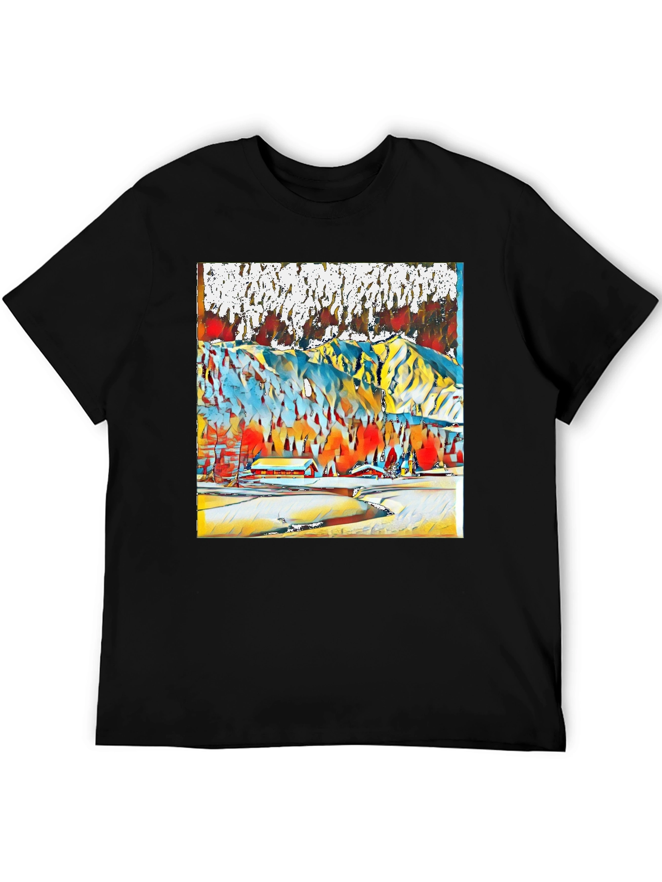 Abstract Winter Mountain Scene T-Shirt