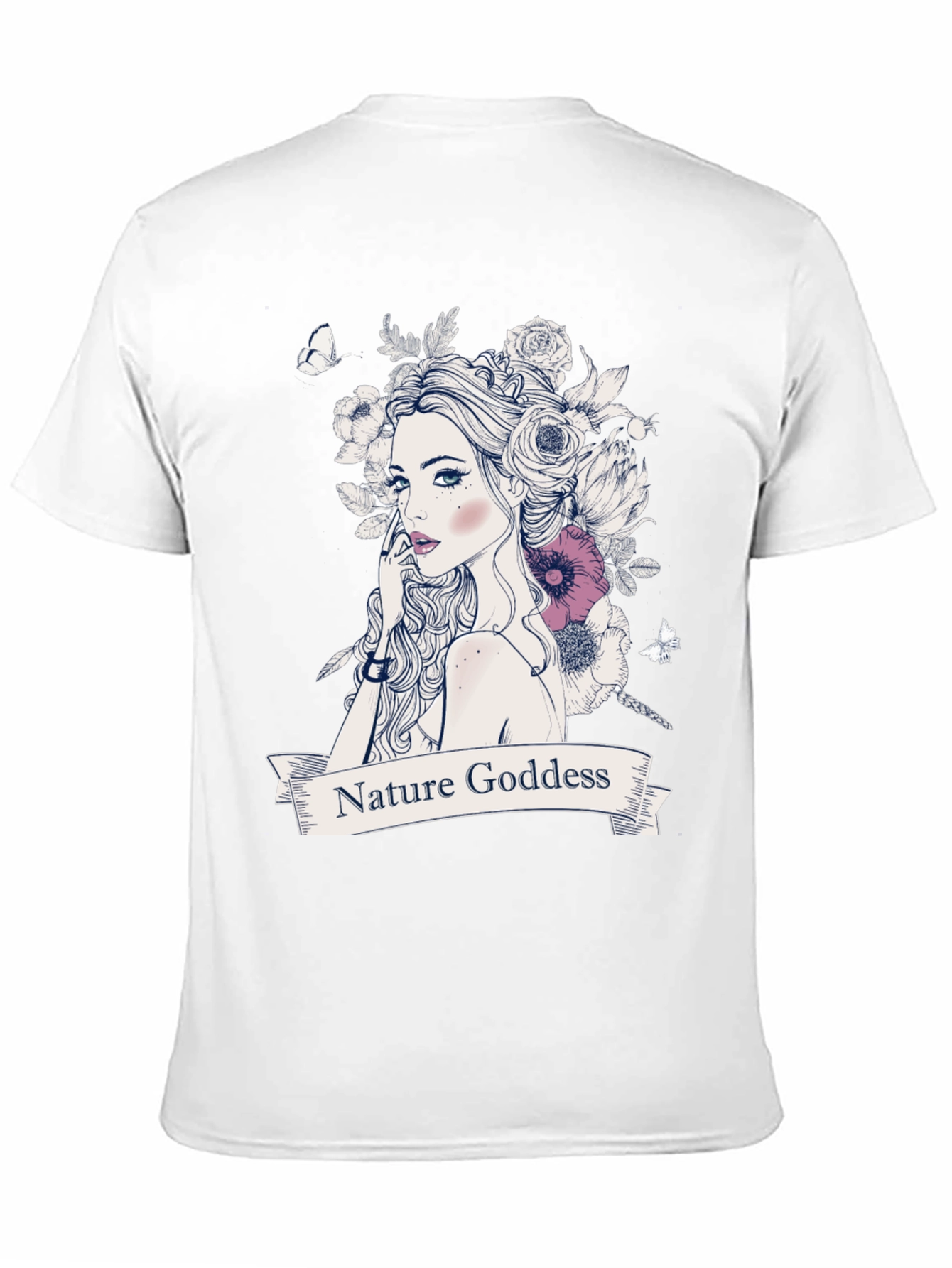 Nature Goddess Graphic Print Black T-Shirt