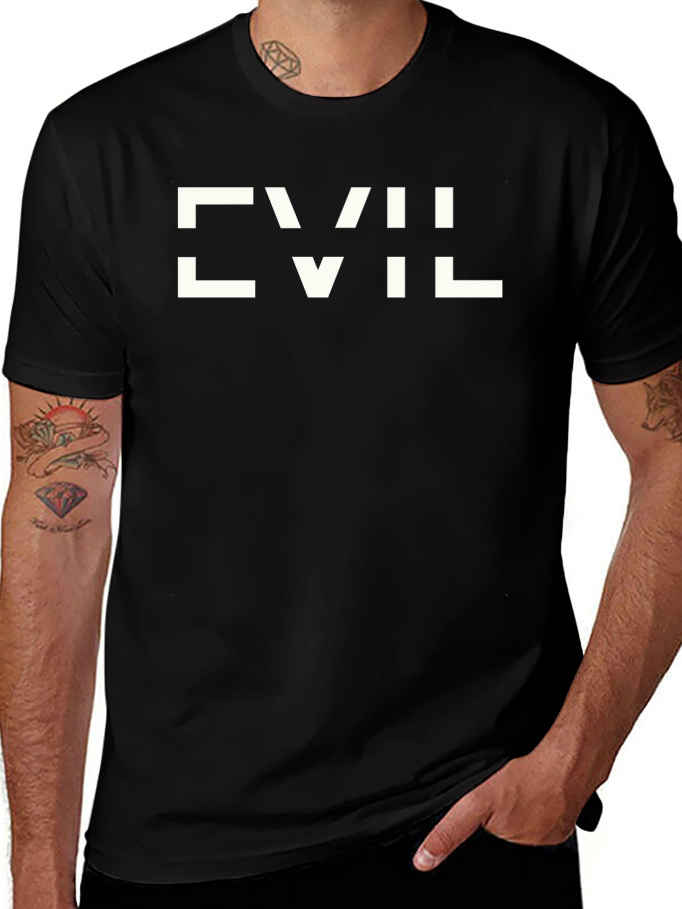 Evil Graphic Print Black T-Shirt