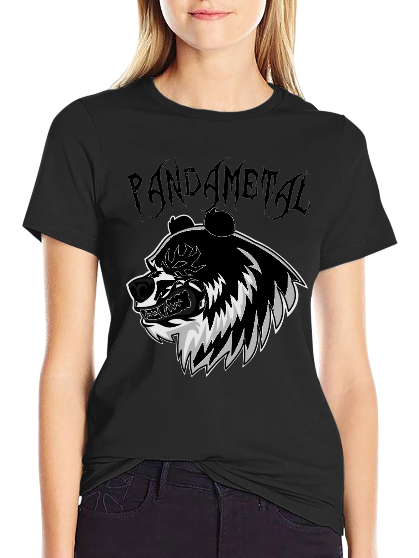 Pandametal Graphic Tee - Black Cotton T-Shirt