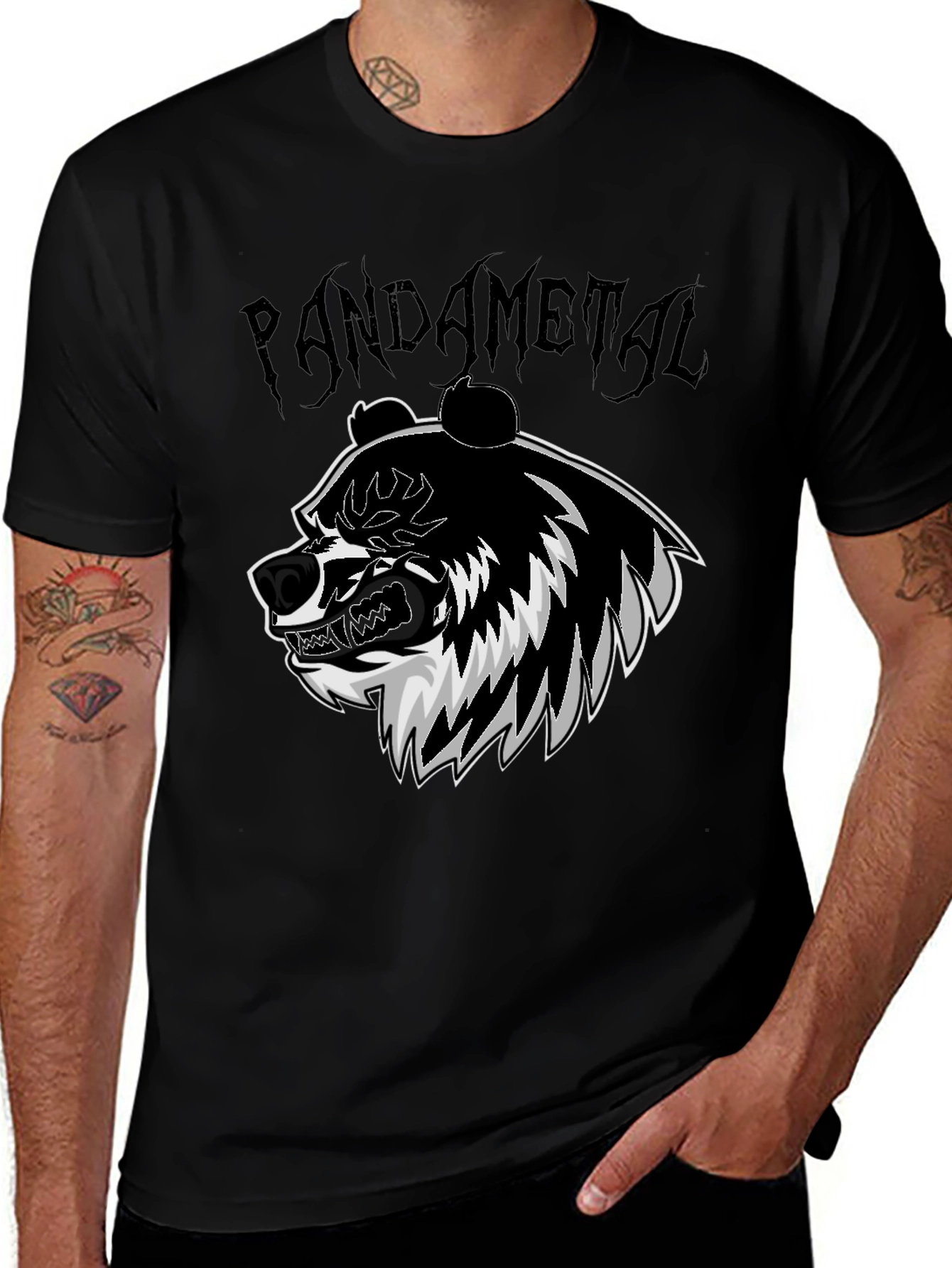 Pandametal Graphic Tee - Black Cotton T-Shirt