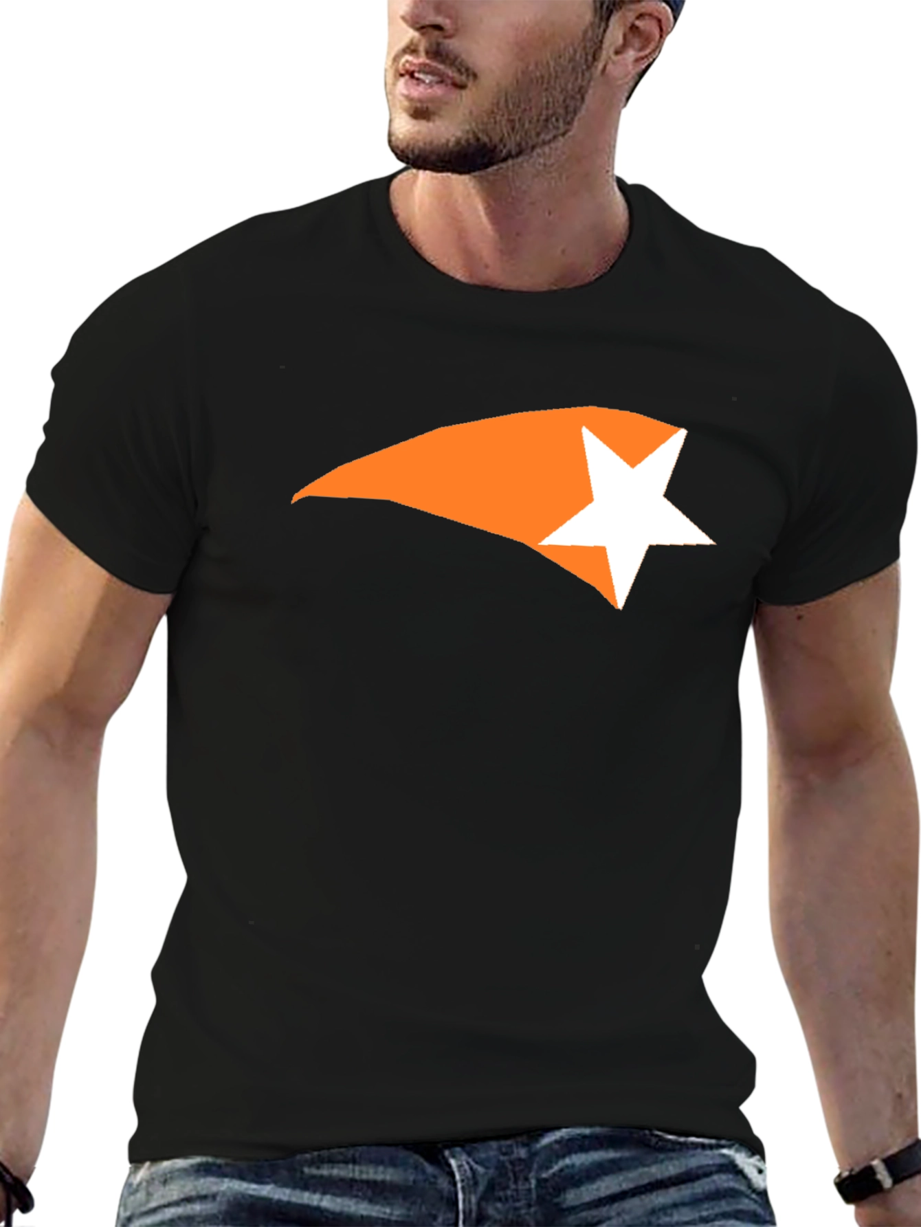 Mens Black Graphic Tee - Comet Star Design